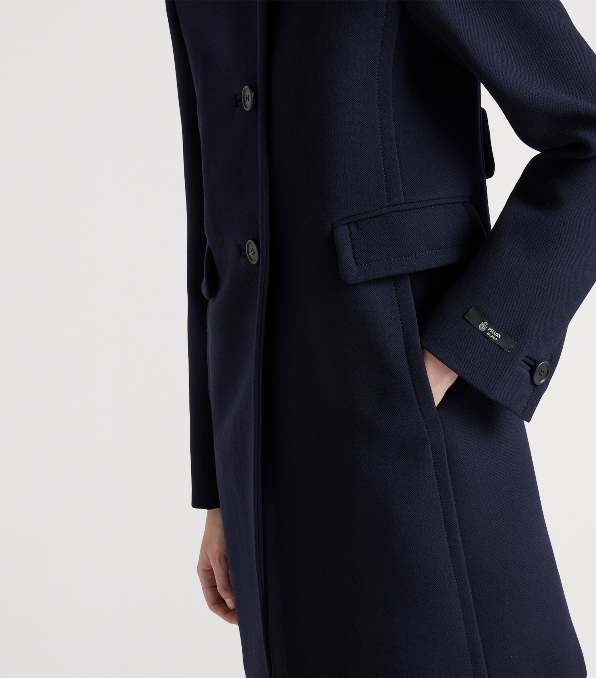 Natté Wool Velvet-Collar Coat F0008 Image 4