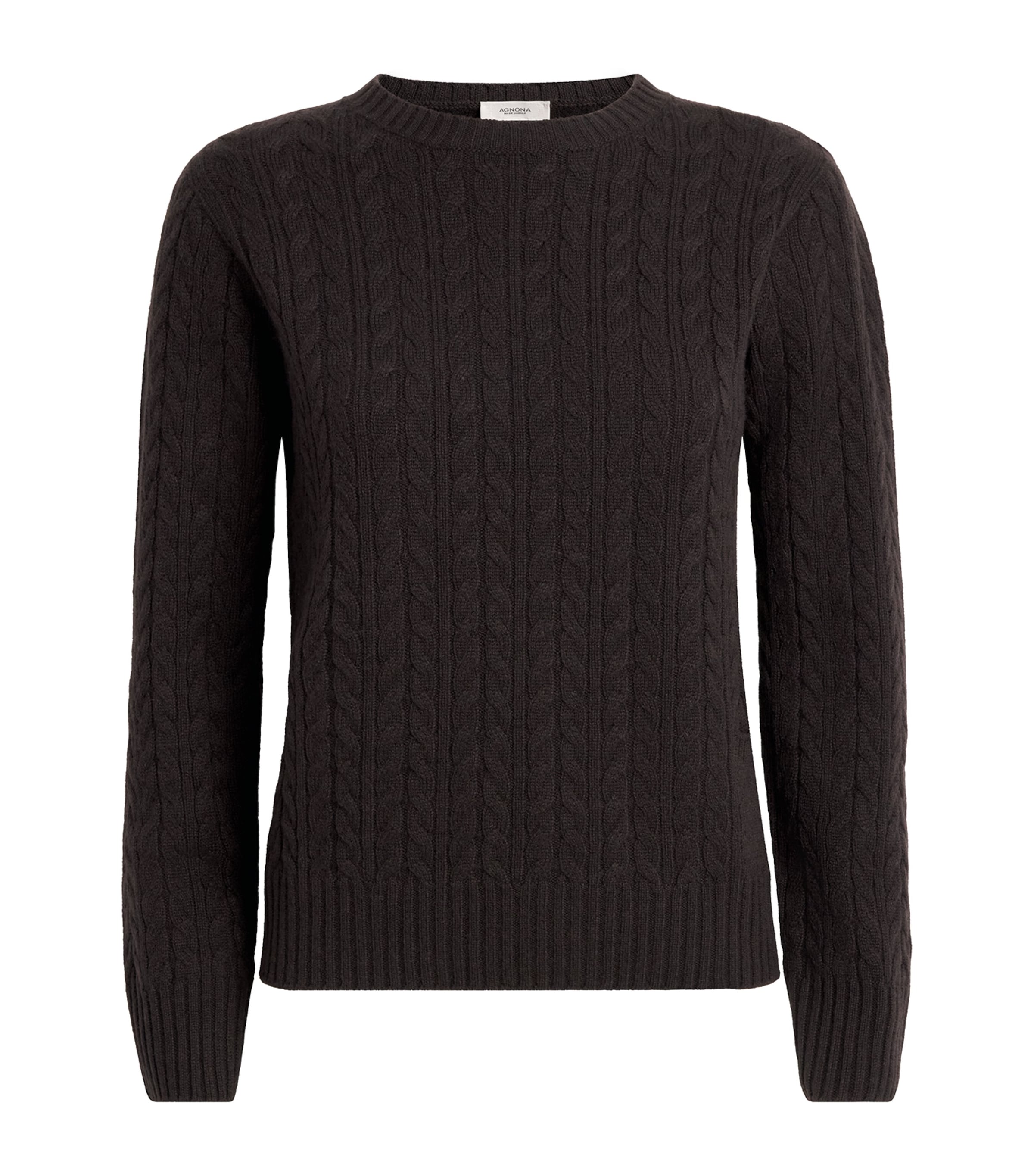 Agnona Womens Cashmere Lipstick Sweater Dark Brown Ebony Image 1