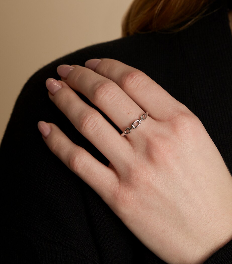 Astrid & Miyu Rhodium-Plated Silver Links Ring Silver Image 2
