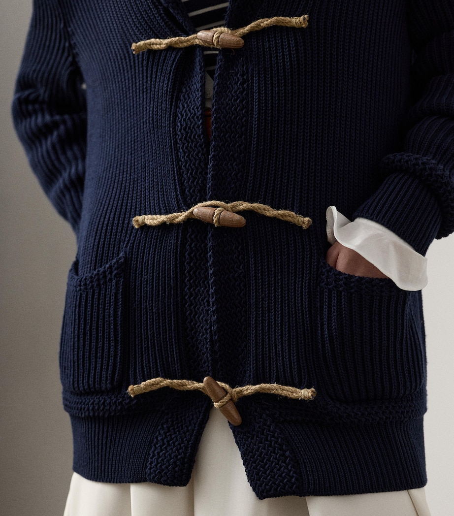 Cotton-Silk Shawl Collar Cardigan NAVY-410 Image 6