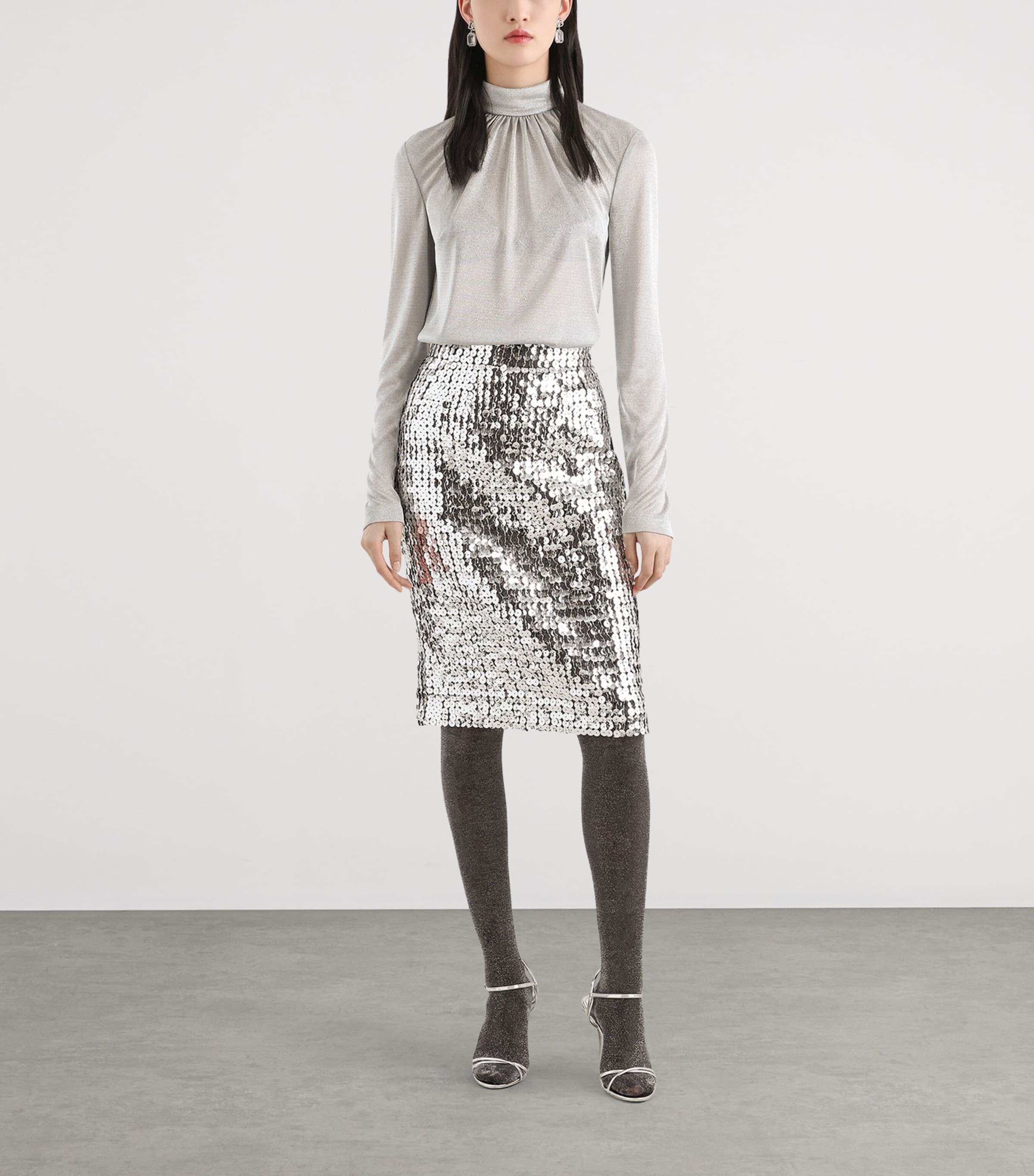 Sequin Pencil Skirt S0998-SILV Image 2