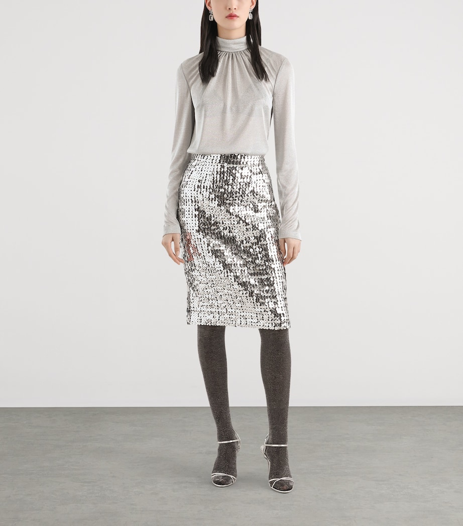 Sequin Pencil Skirt S0998-SILV Image 2
