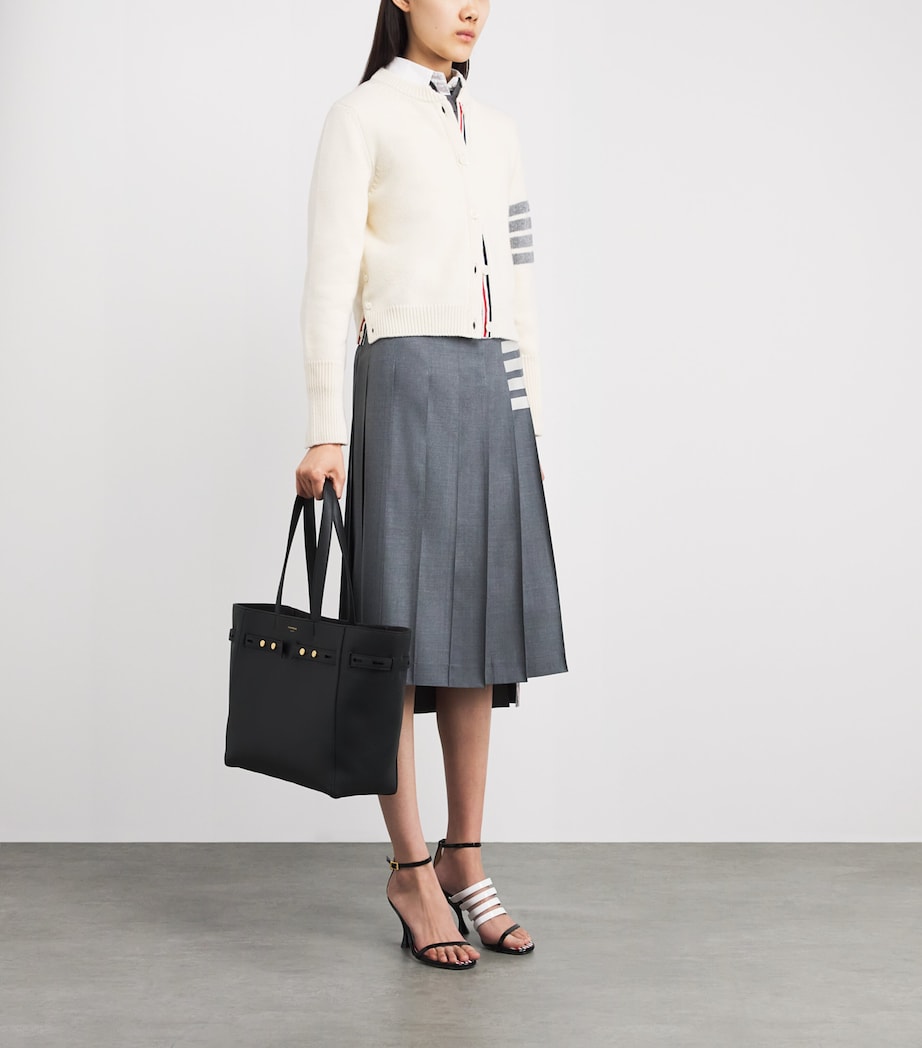 Thom Browne Patent Leather 4-Bar Heeled Sandals 90 Blk/wht Image 2