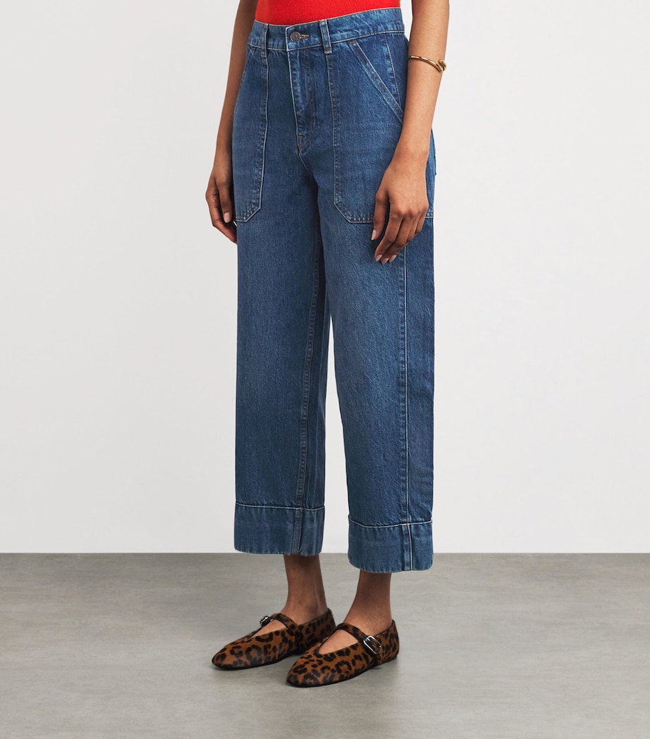 Cropped Straight Jeans DARK WASH Image 3