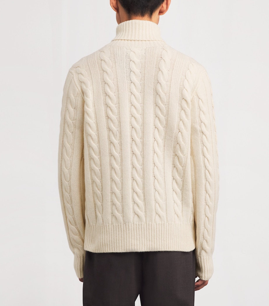 Wool-Cashmere Cable-Knit Rollneck Sweater NATURAL Image 4