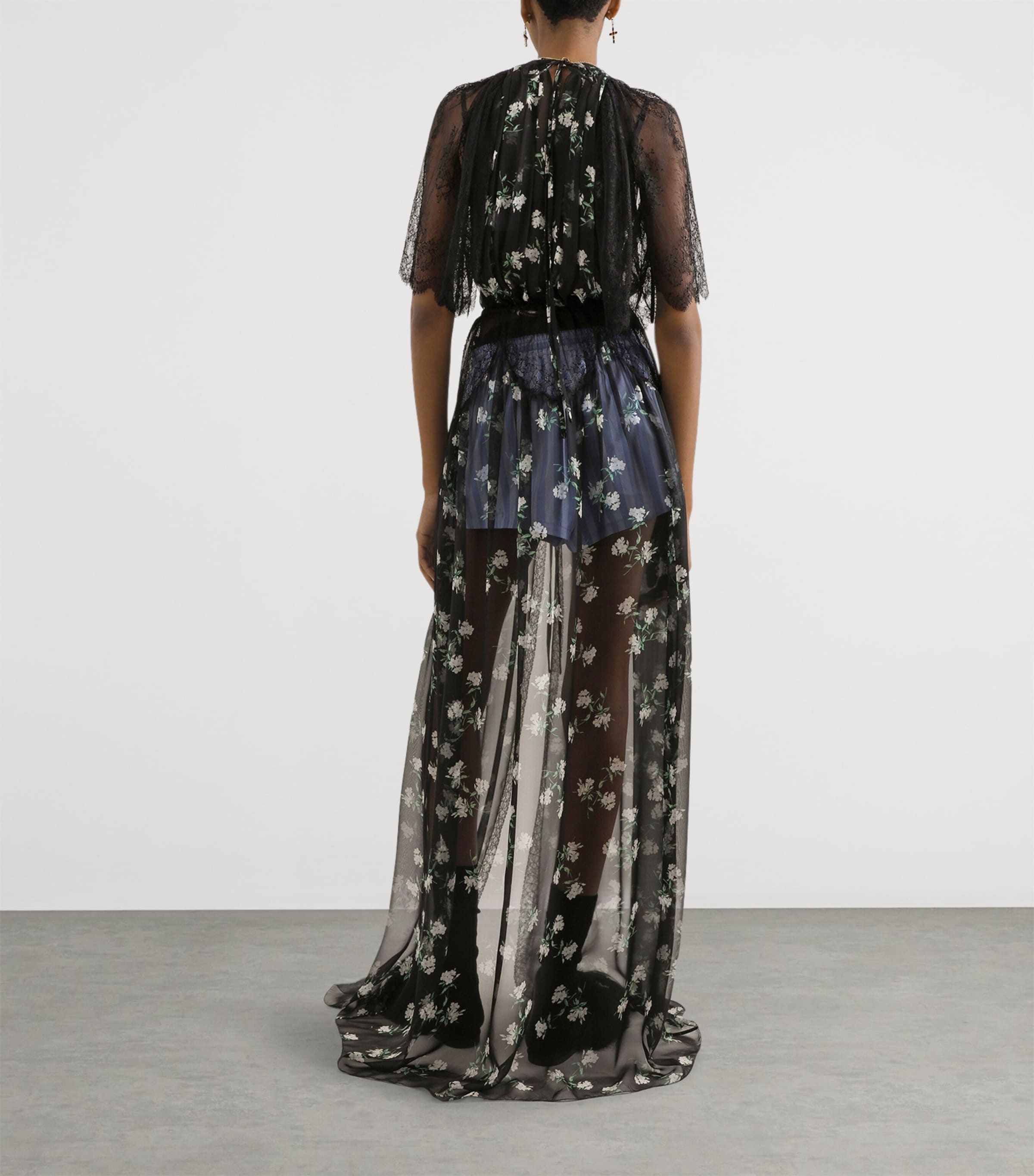 Dolce&Gabbana Womens Silk-Blend Floral Maxi Dress Viol Image 6