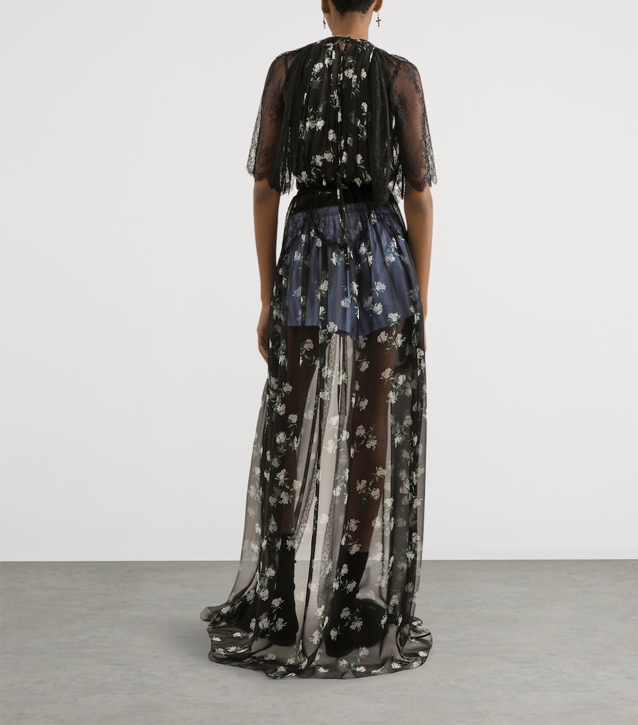 Dolce&Gabbana Womens Silk-Blend Floral Maxi Dress Viol Image 6