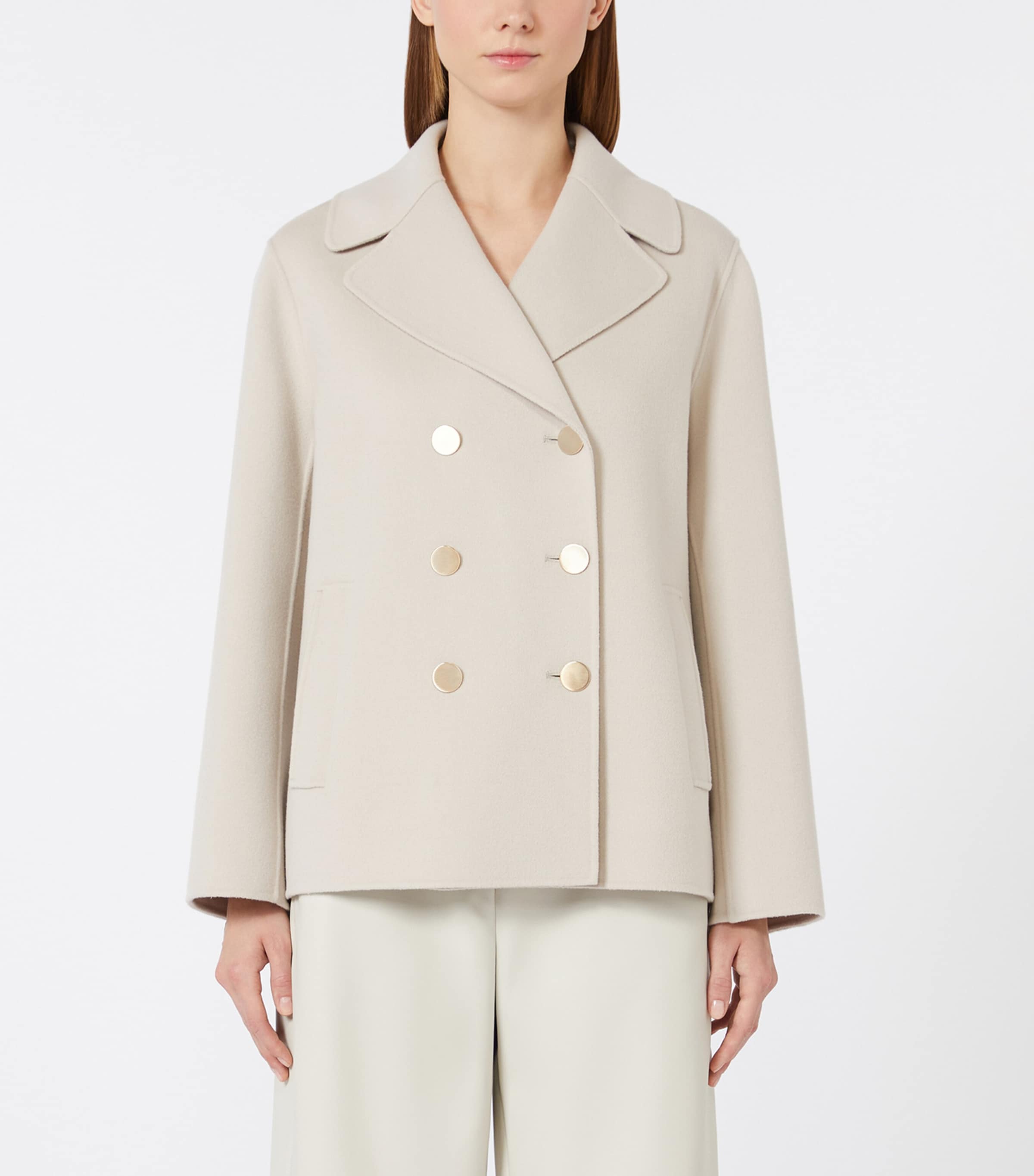 Virgin Wool Double-Breasted Coat SAND Image 3