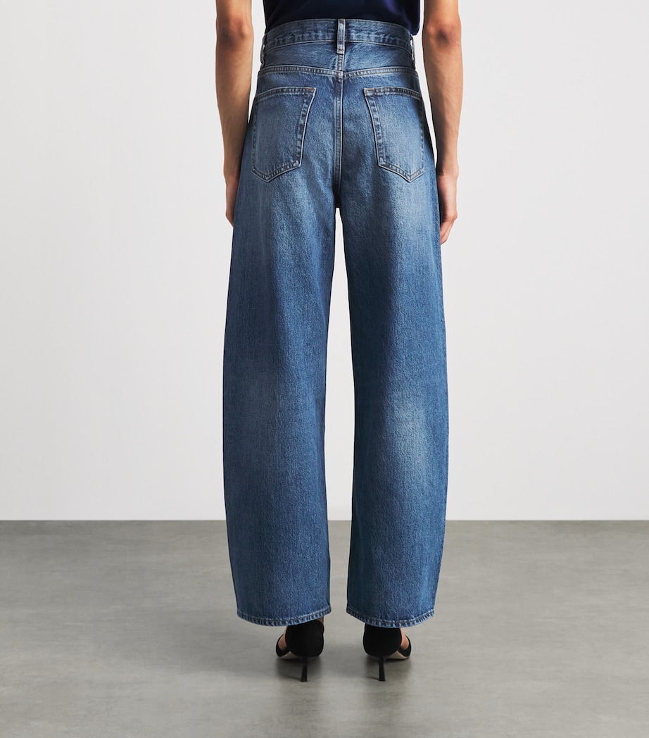 FRAME Womens The Bow High-Rise Barrel-Leg Jeans Soundwave Image 5