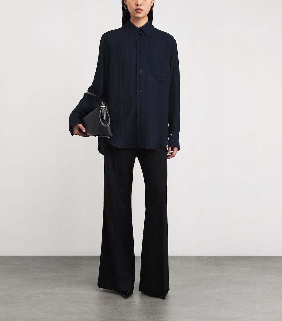 Topstitched Pyjama-Collar Shirt 550 NAVY Image 2