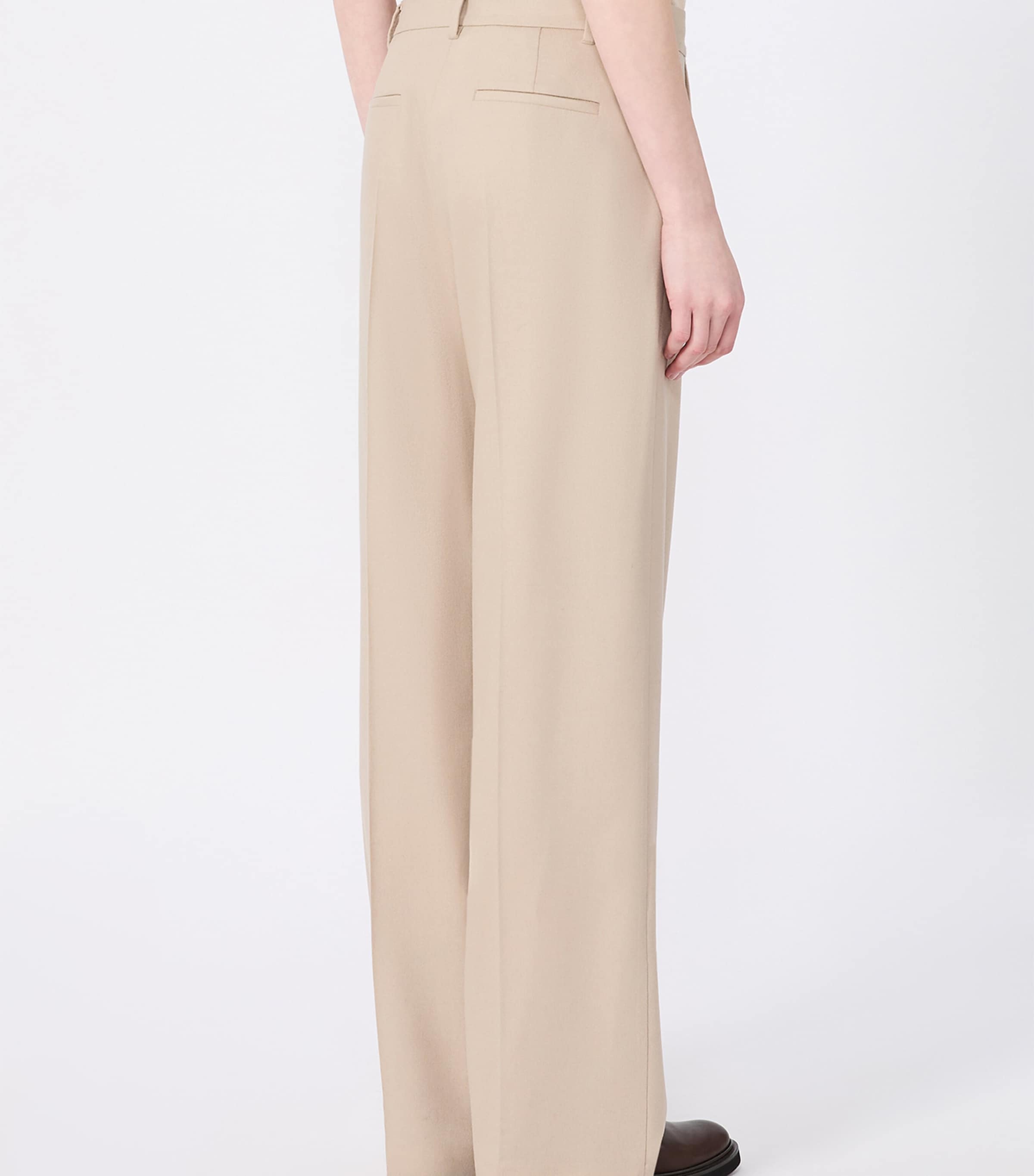 Max Mara Womens Virgin Wool-Blend Straight Trousers Albino Image 4