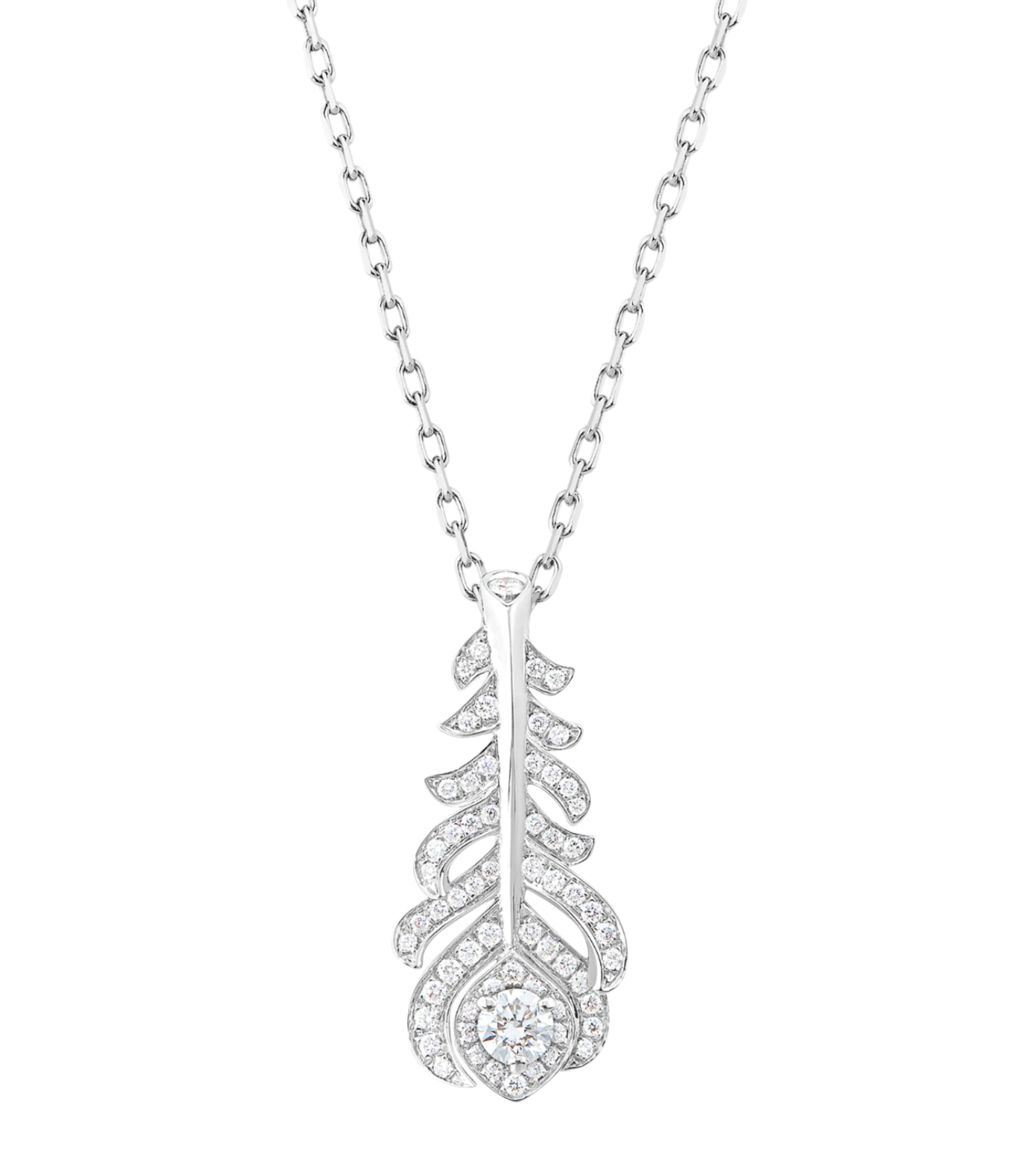 Boucheron XS White Gold and Diamond Plume de Paon Necklace Yellow Gold Image 3
