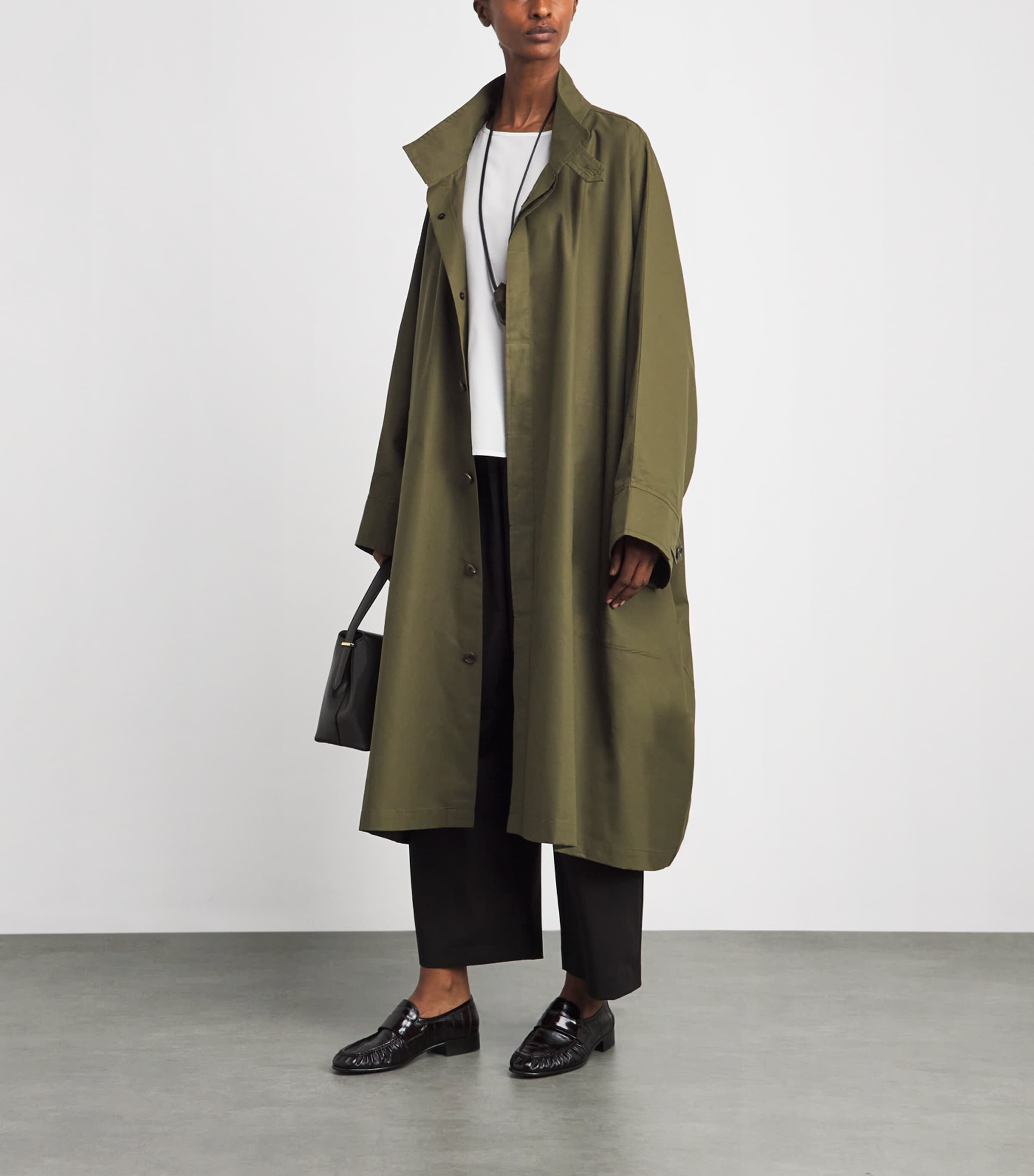 Eskandar Green Cotton-Blend Drop-Shoulder Raincoat | Harrods US
