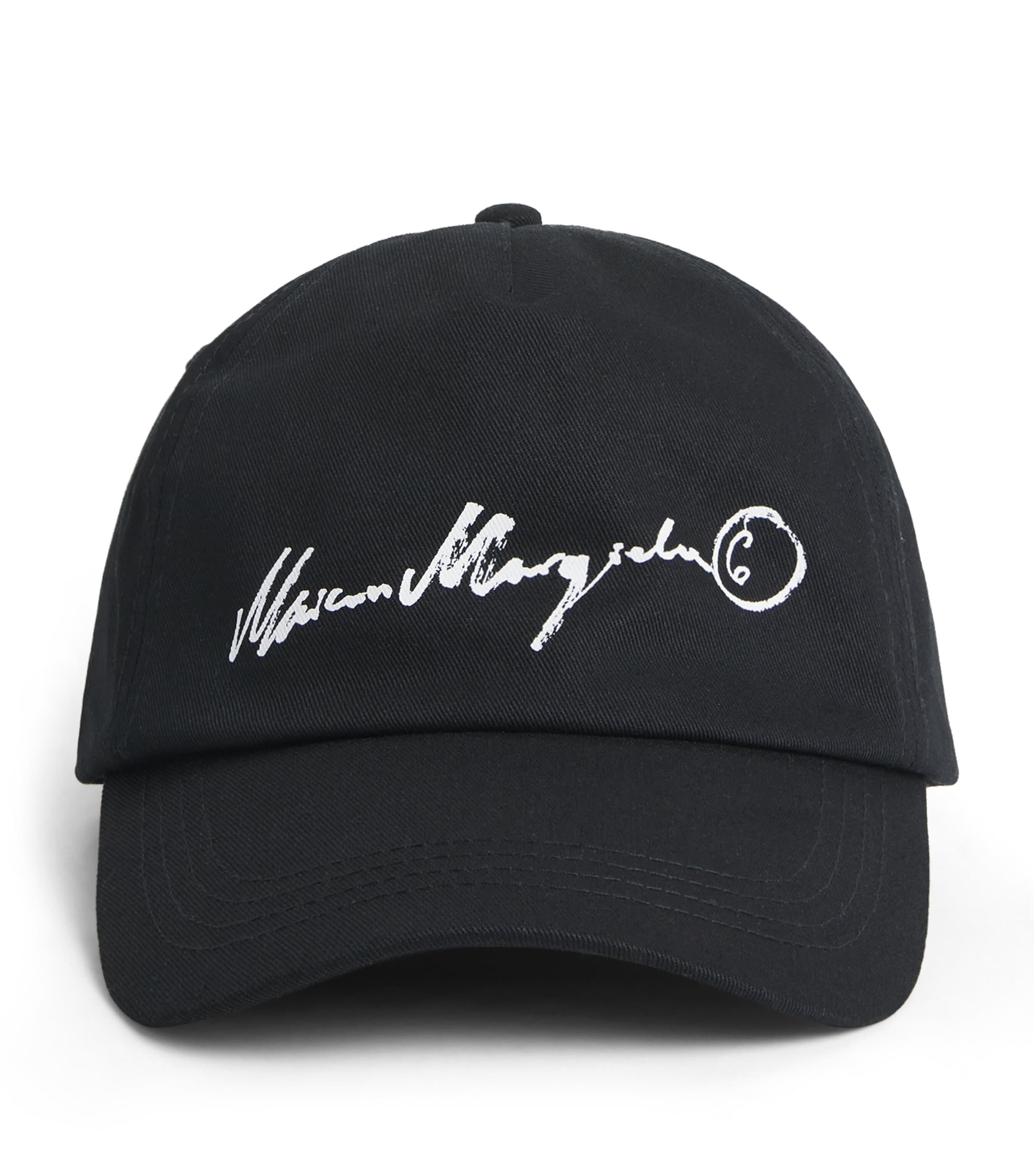 MM6 Maison Margiela Cotton Logo Cap Black Ecru Prnt Image 1