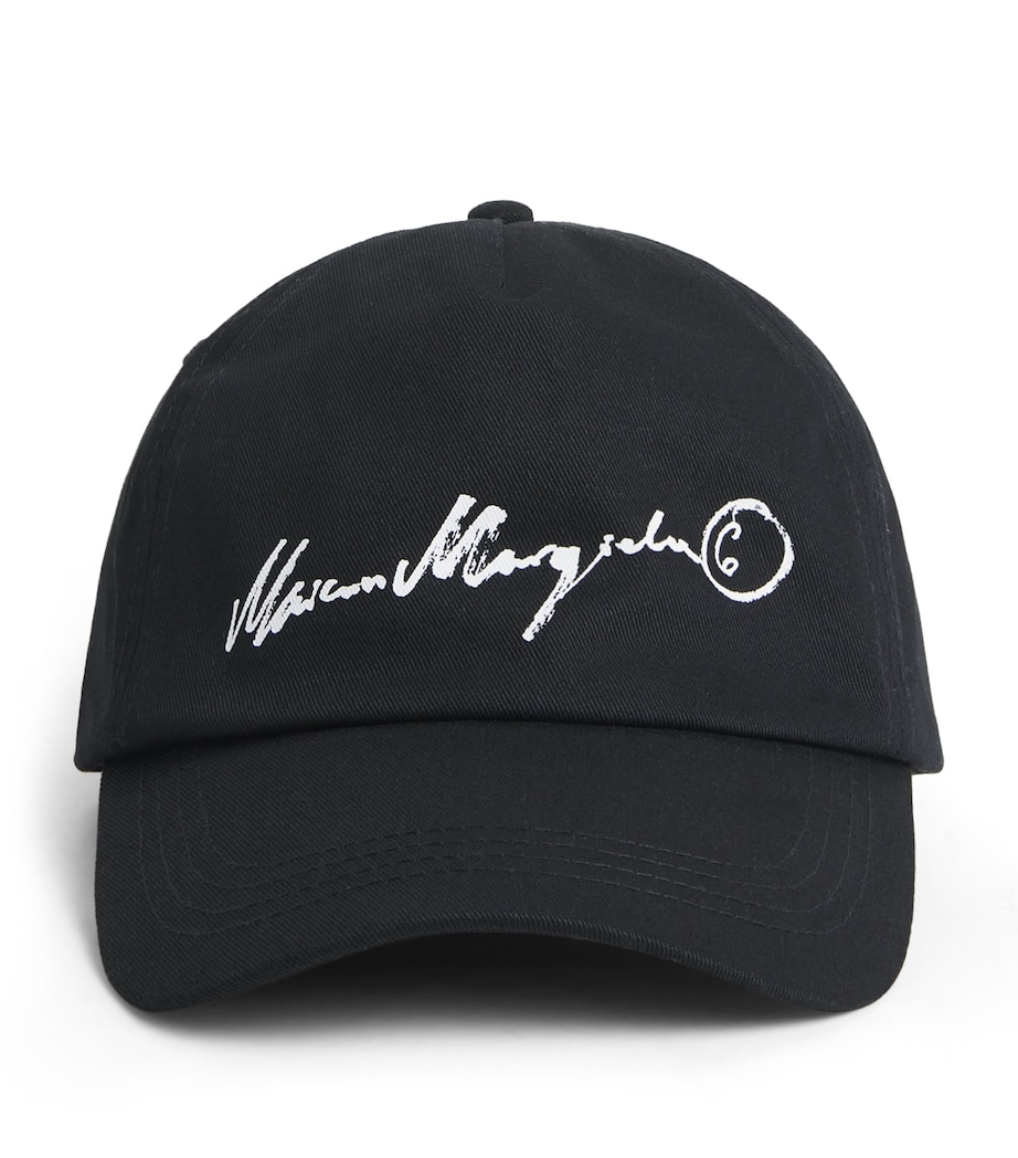 MM6 Maison Margiela Cotton Logo Cap Black Ecru Prnt Image 1