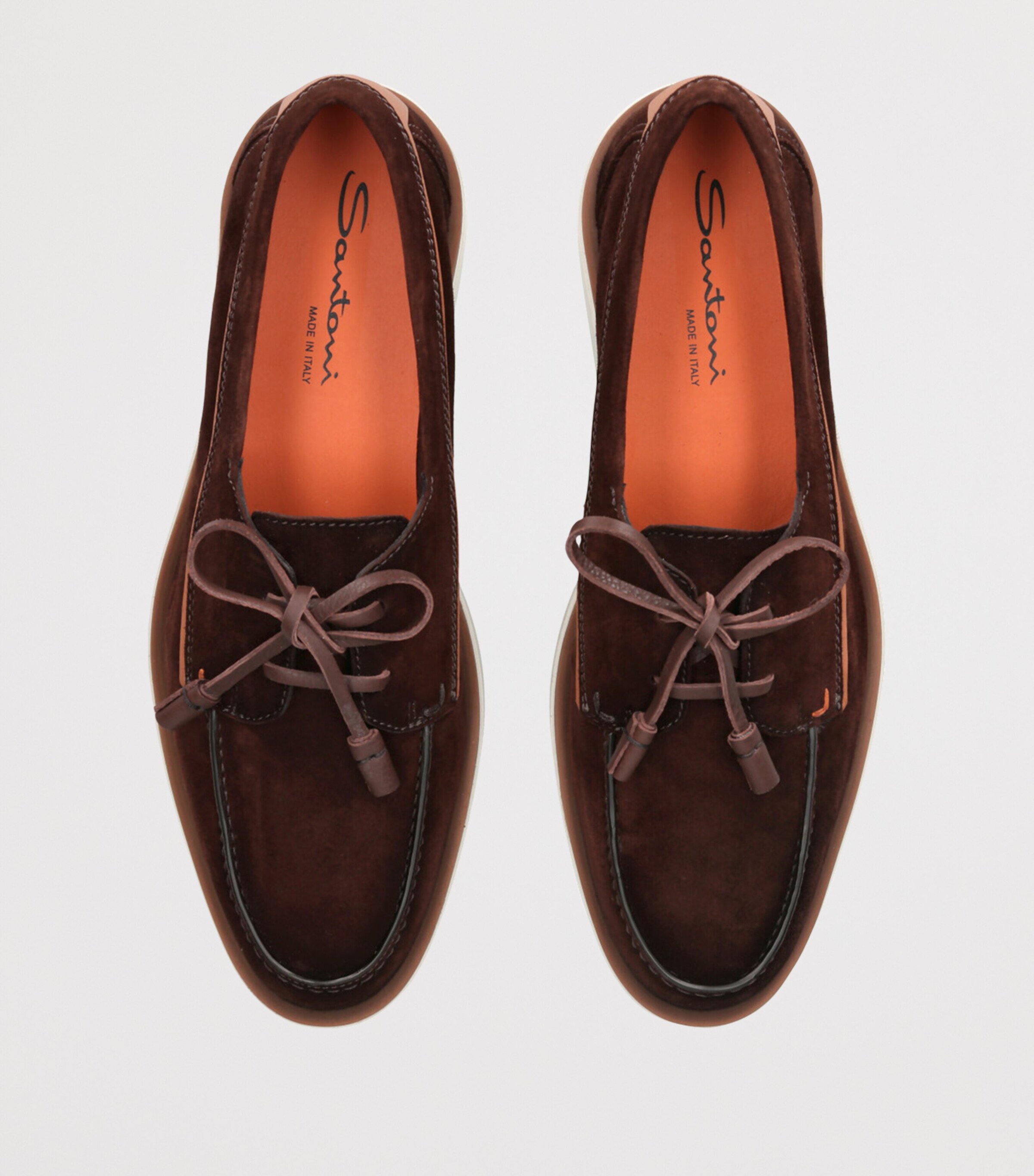 Santoni Brown Suede Detroit Boat Shoes | Harrods US