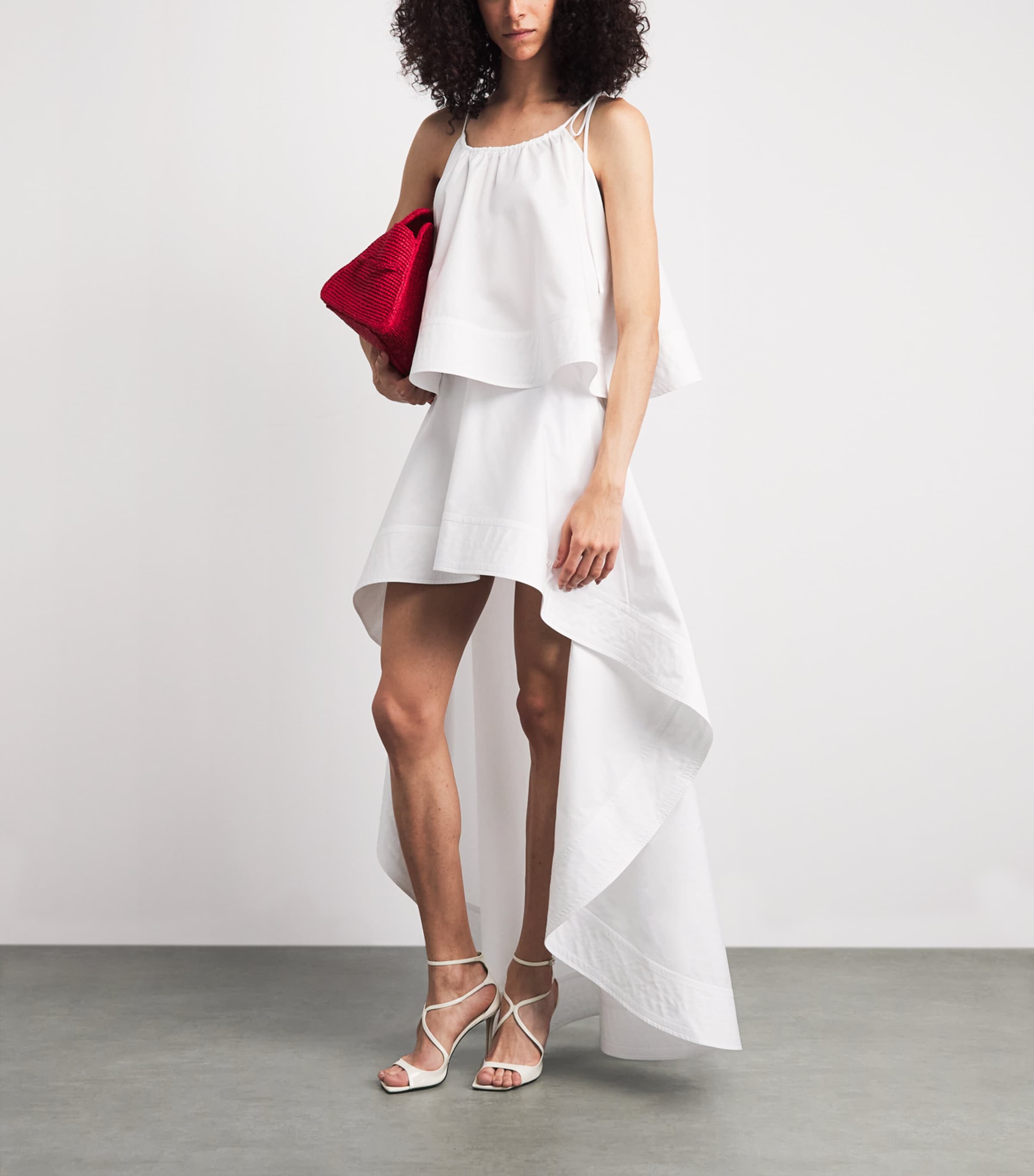 Stella McCartney Womens Cotton Poplin Asymmetric High-Low Skirt Pure White Image 2