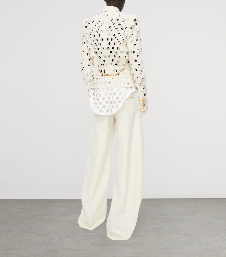 Schiaparelli Womens Canvas Cowboy Trousers Ecru Image 3