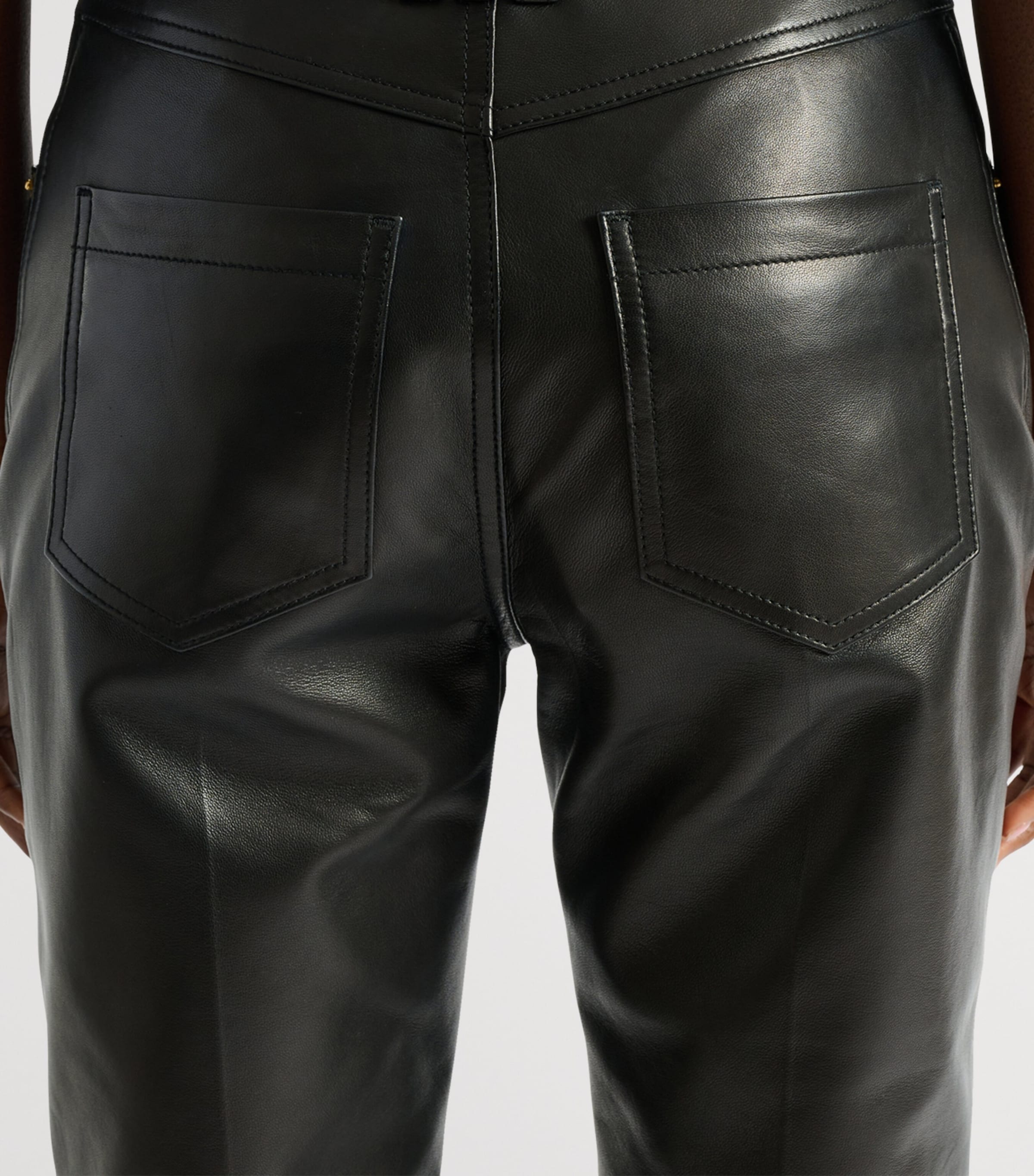 Balmain Womens Leather Slim Trousers Noir Image 6