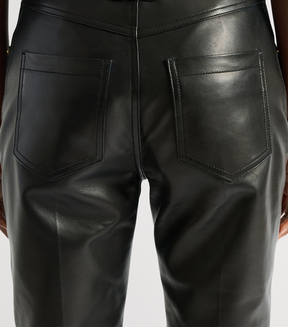 Balmain Womens Leather Slim Trousers Noir Image 6