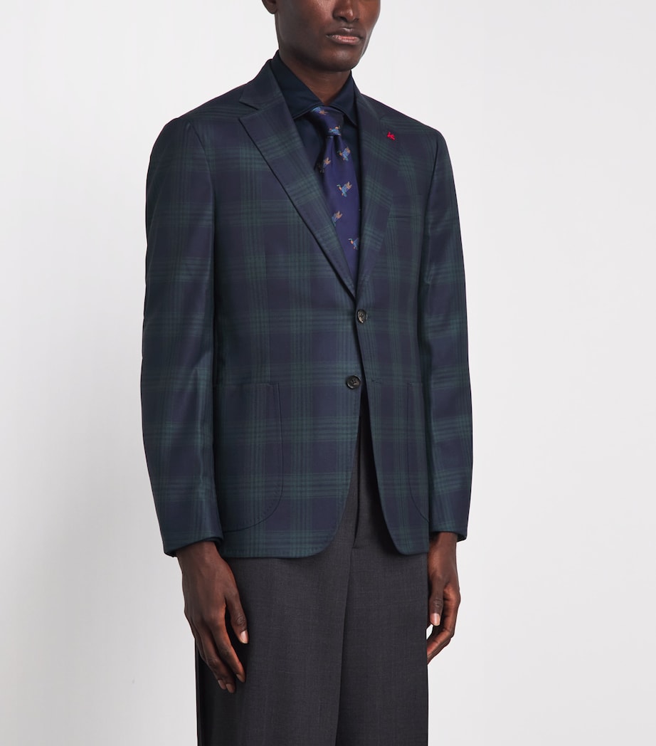 Isaia Mens Wool Check Capri Blazer Image 4