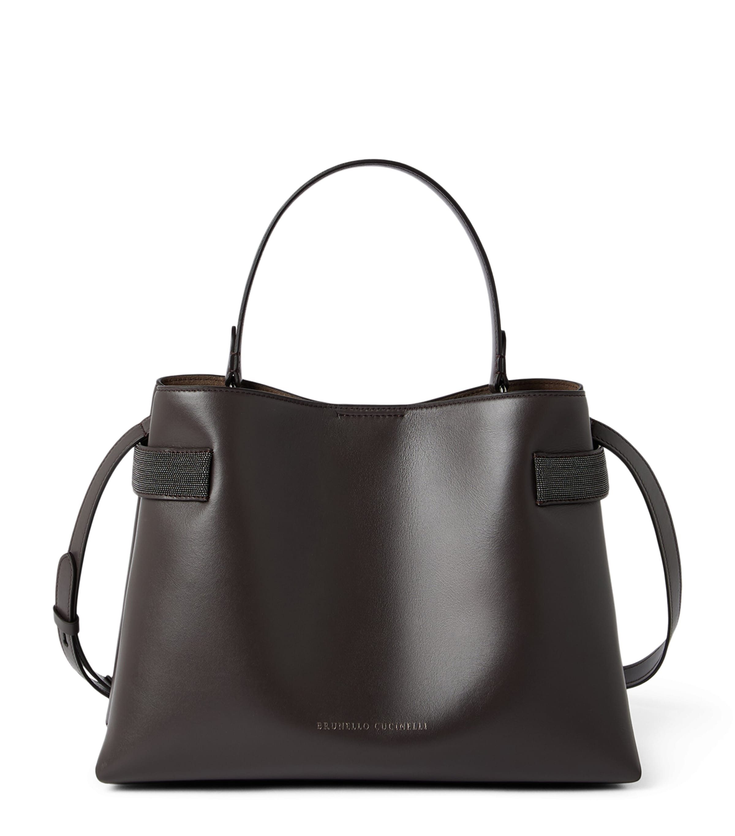 Brunello Cucinelli Leather Essence Top-handle Bag In Brown