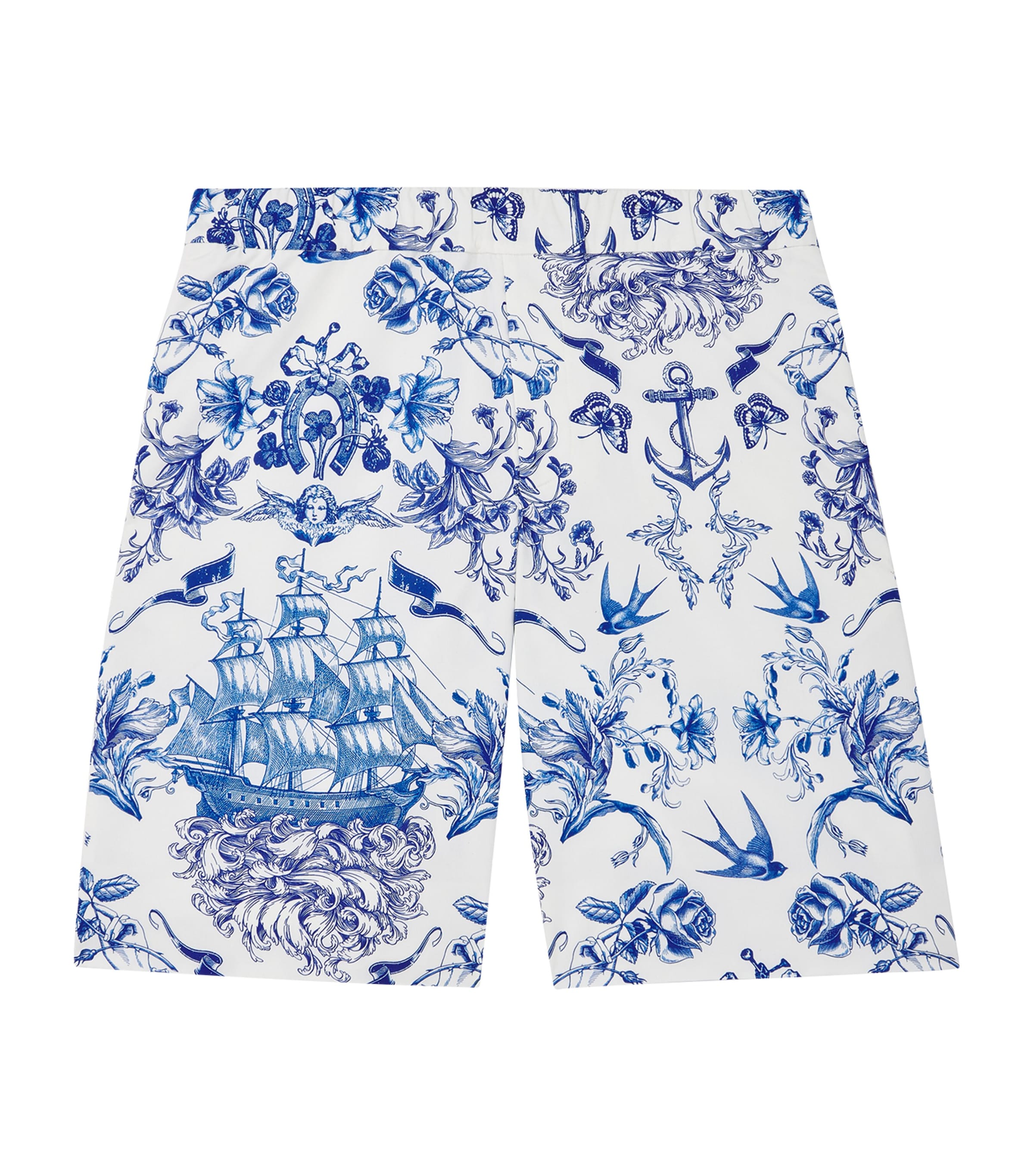 Alexander Mcqueen Sailor Tattoo Shorts In Blue