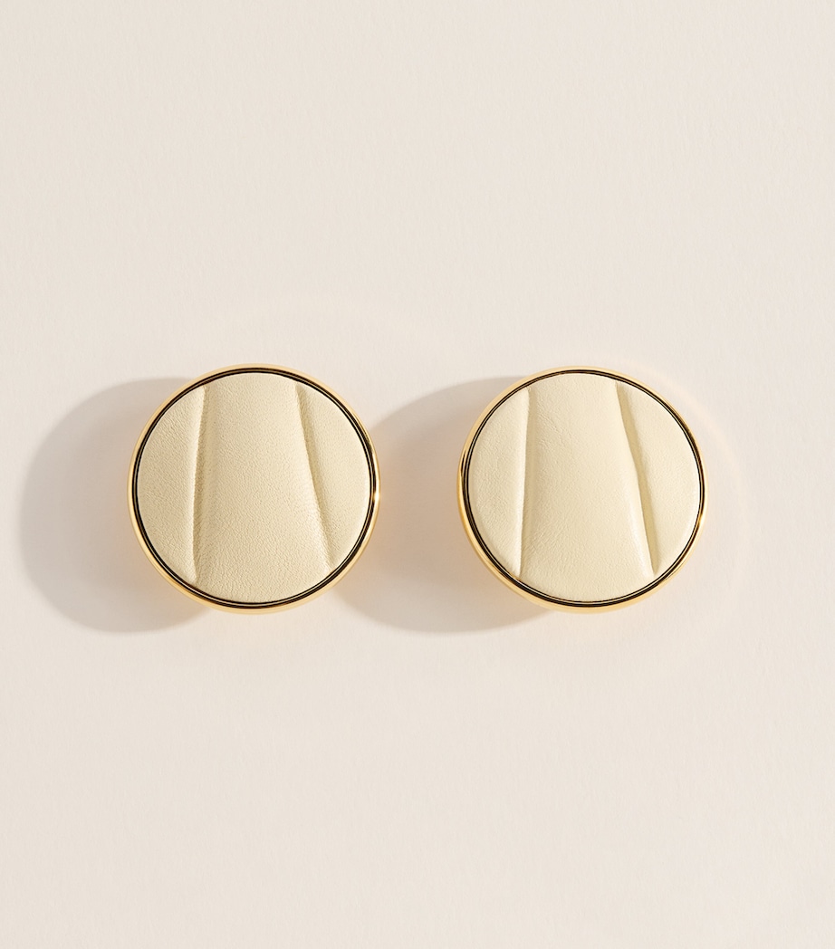 Chloé Leather Pleats Clip-On Earrings Soft Powder Image 1