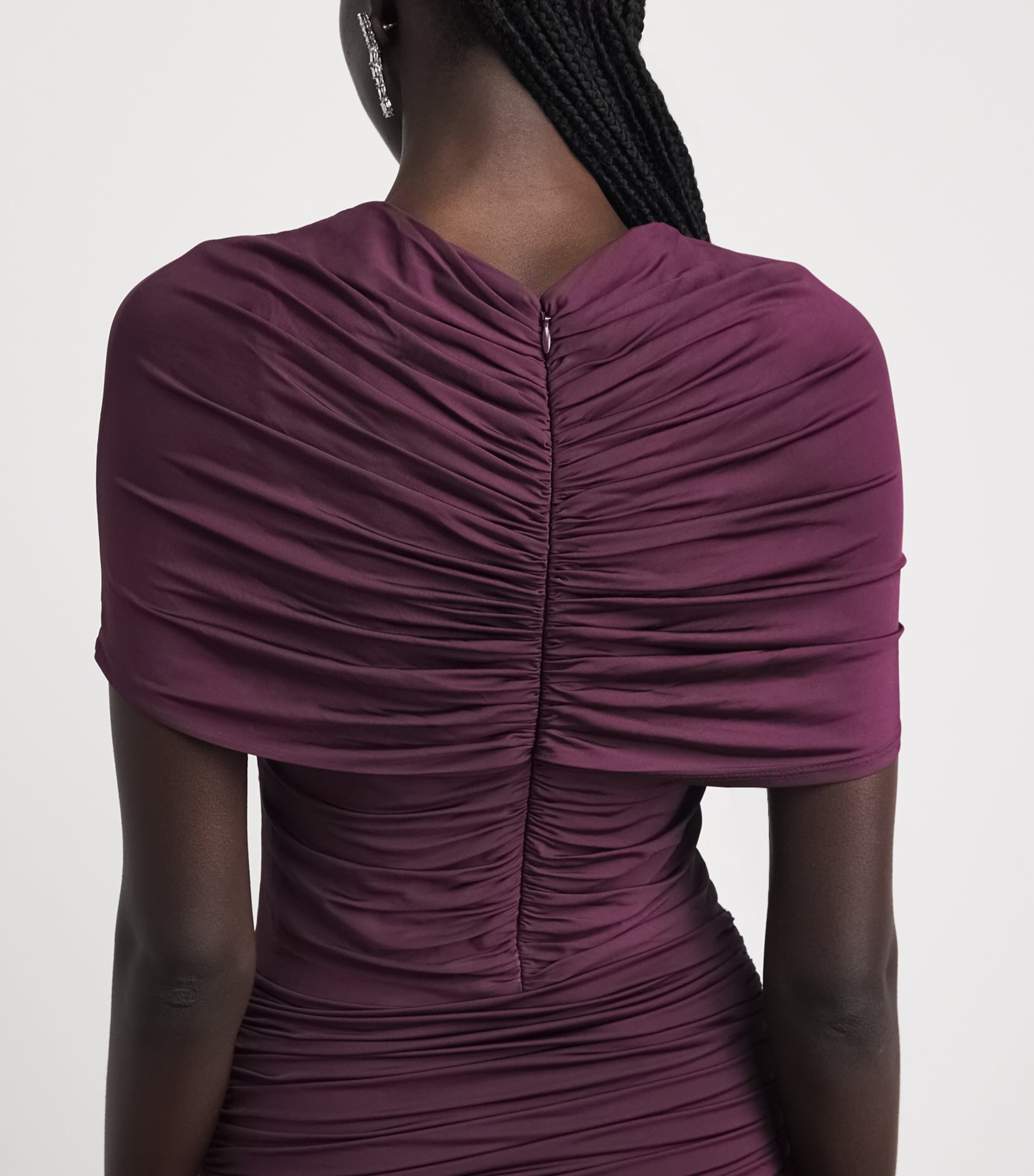 Self-Portrait Womens Jersey Gathered Maxi Dress Burgundy Image 3