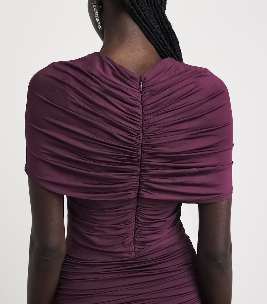 Self-Portrait Womens Jersey Gathered Maxi Dress Burgundy Image 3
