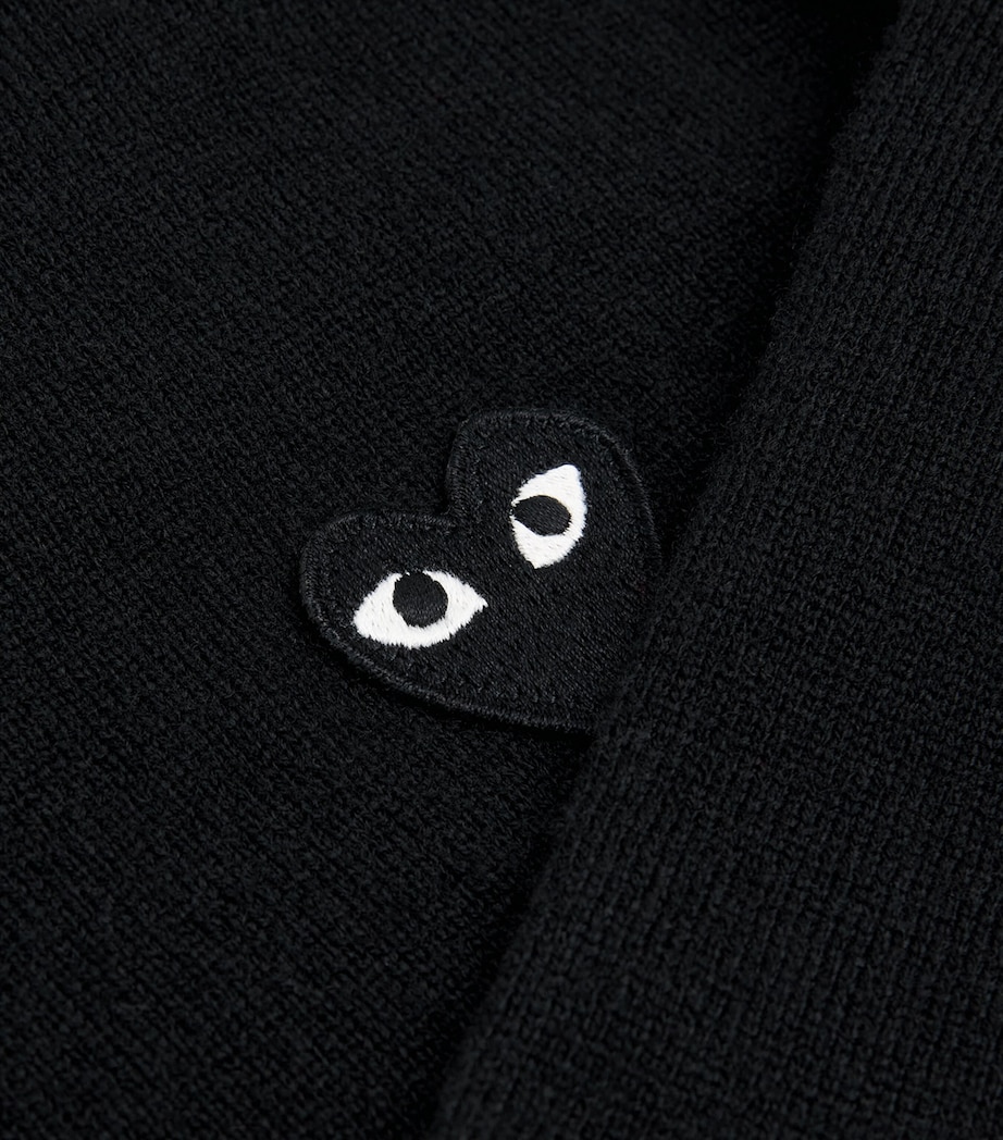 Wool V-Neck Heart Sweater BLACK Image 5