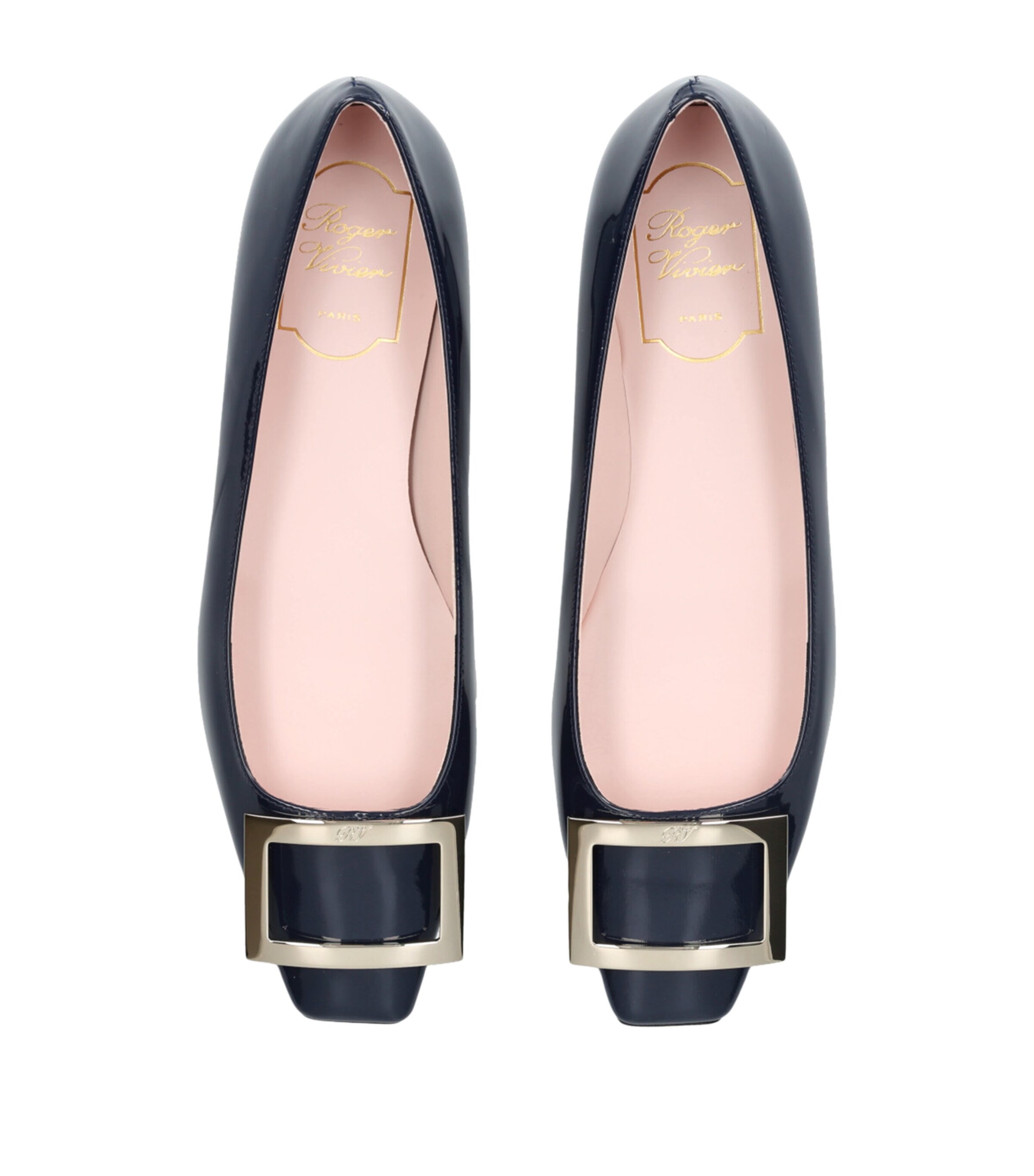 Roger Vivier Patent Quadrata Trompette Ballet Flats Navy Image 4