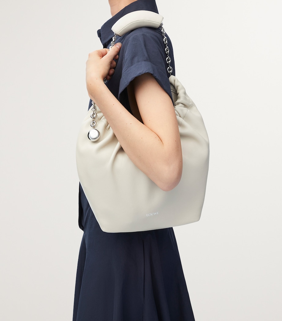 Small Leather Squeeze Top-Handle Bag SEA SALT Image 9