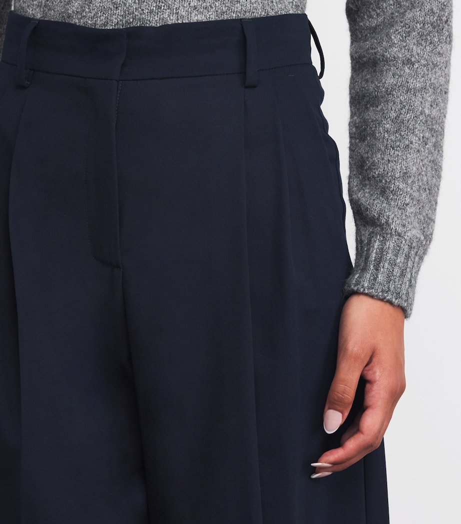 Cotton Wide-Leg Trousers NAVY Image 6
