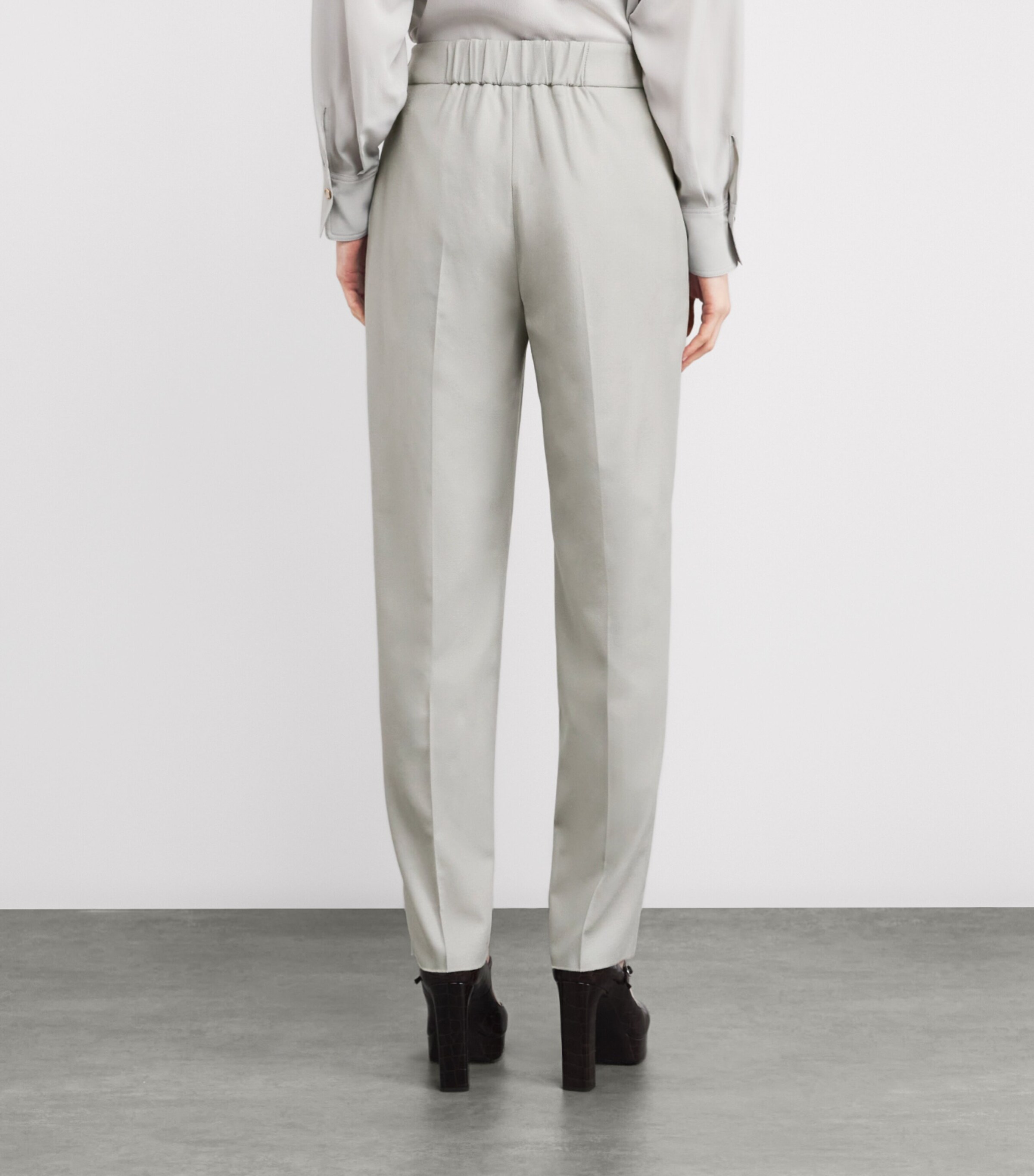 Agnona Womens Wide-Leg Tailored Trousers Light Grey Sage Grey Image 4