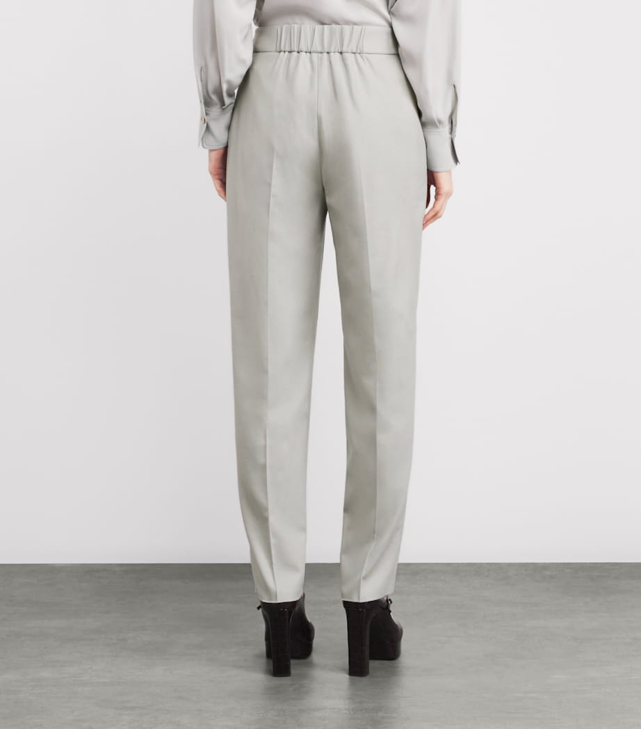 Agnona Womens Wide-Leg Tailored Trousers Light Grey Sage Grey Image 4