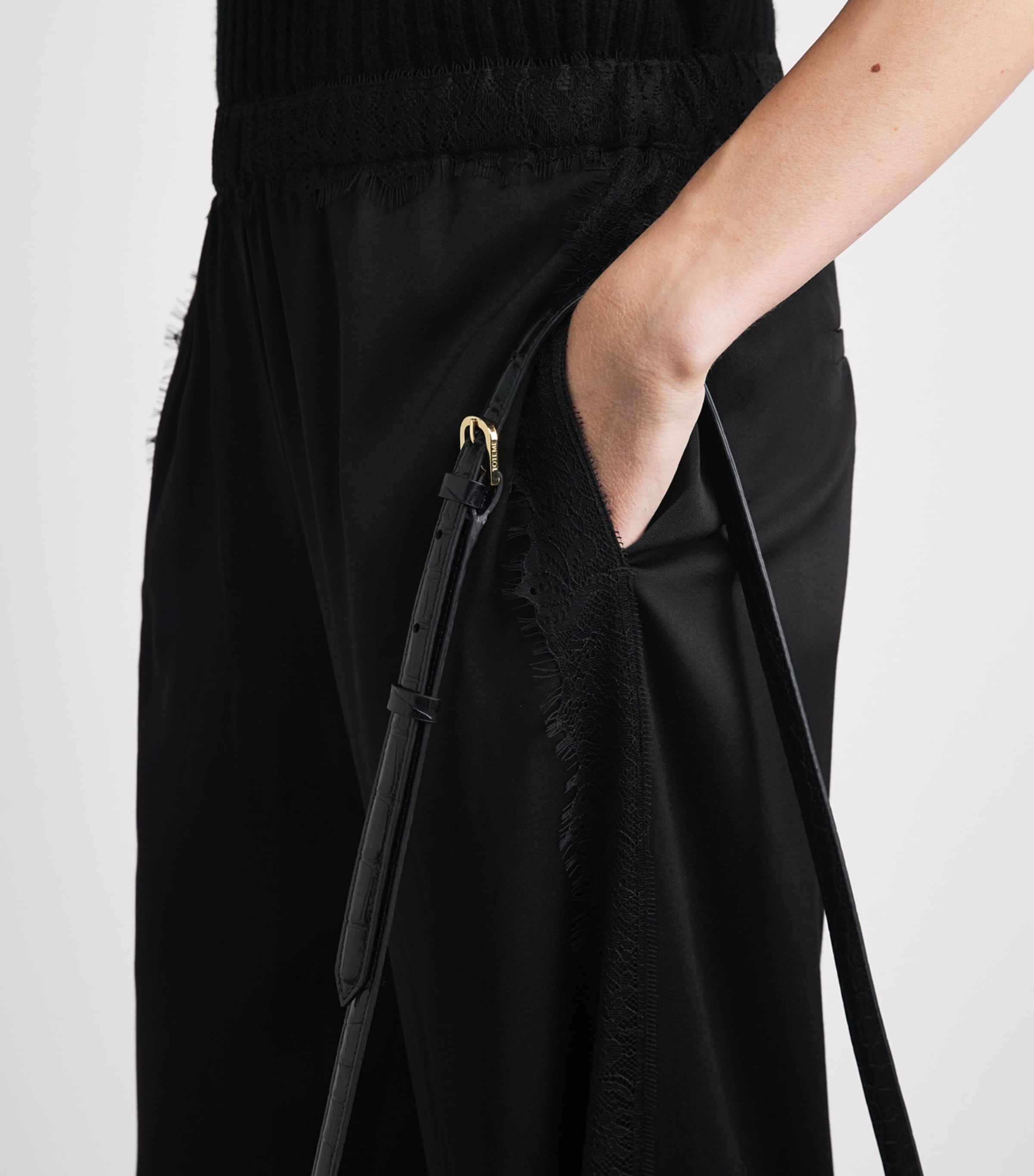 Vince Womens Lace-Trim Trousers Black Image 3