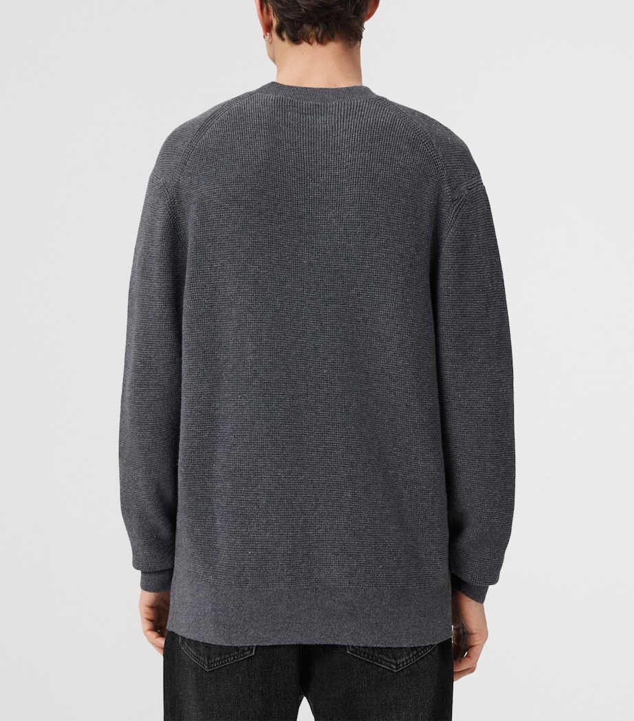 AllSaints Mens Organic Cotton-Wool Aspen Sweater Slate Blue Image 4
