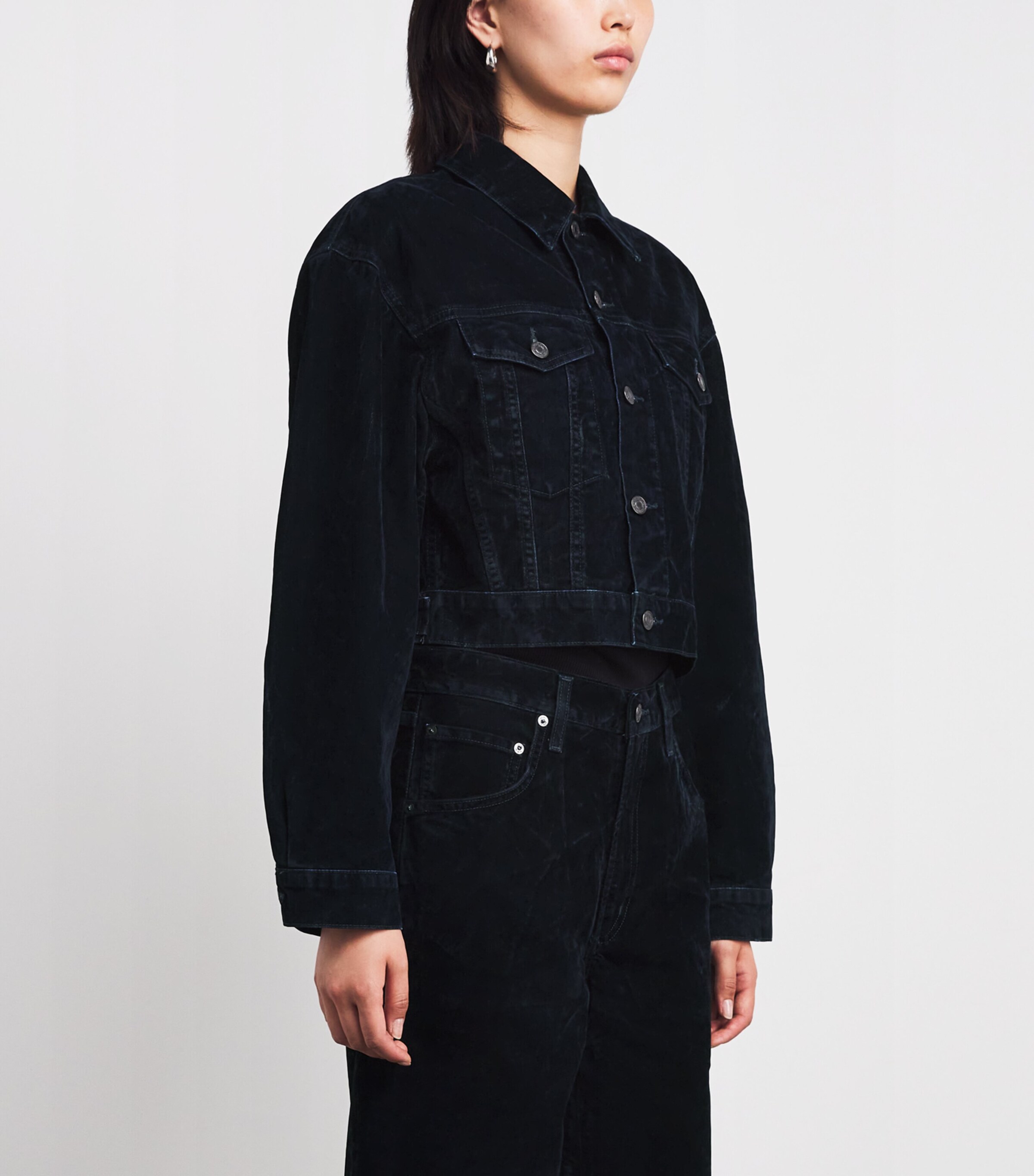 Cotton-Blend Velvet Radley Denim Jacket BLU CRSH CRCKLD NAVY Image 3