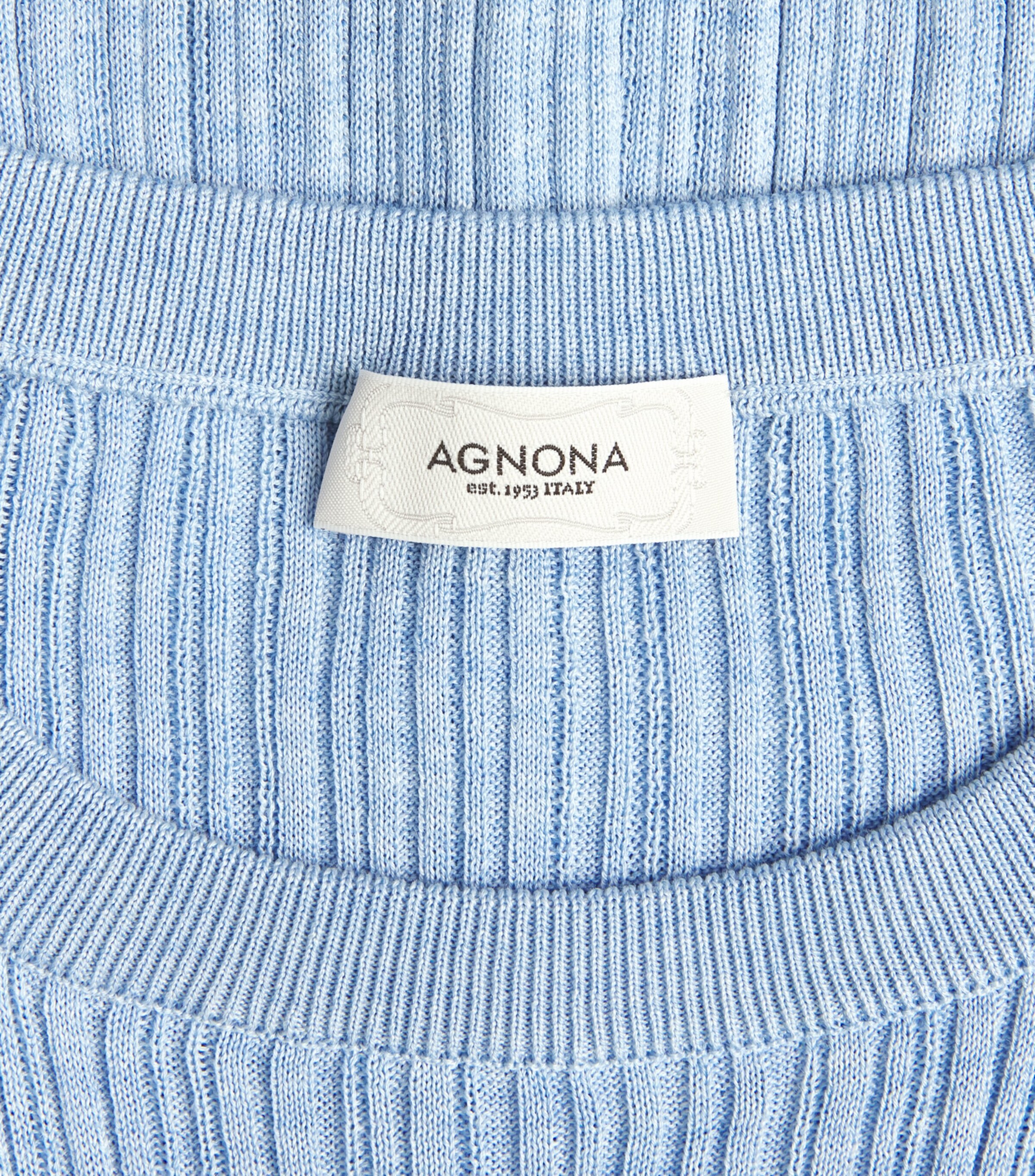 Agnona Womens Cotton-Silk Ribbed Top Light Blue Acqua Light Image 5