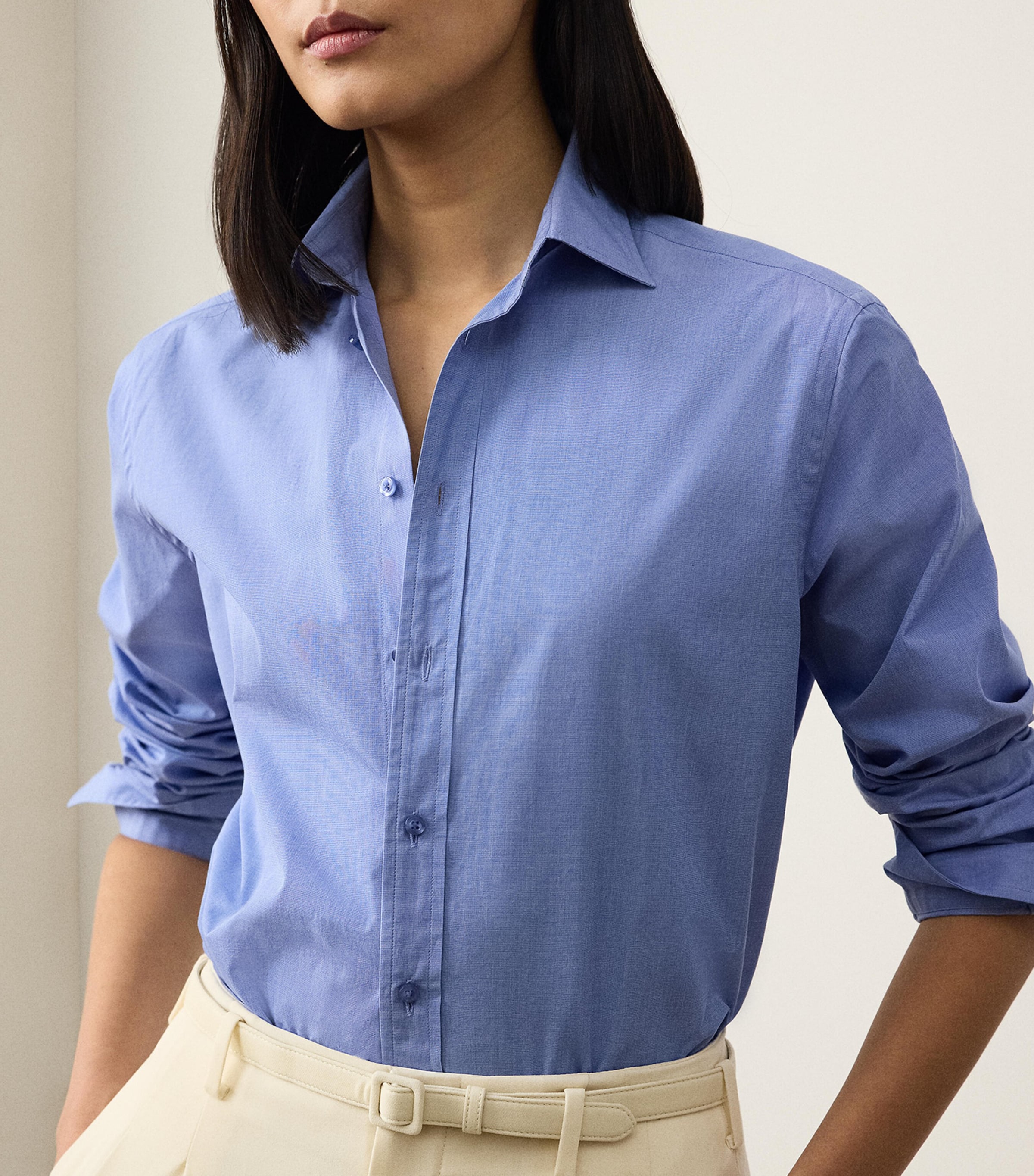 Ralph Lauren Collection Womens Cotton Adrien Shirt Light Blue Image 4