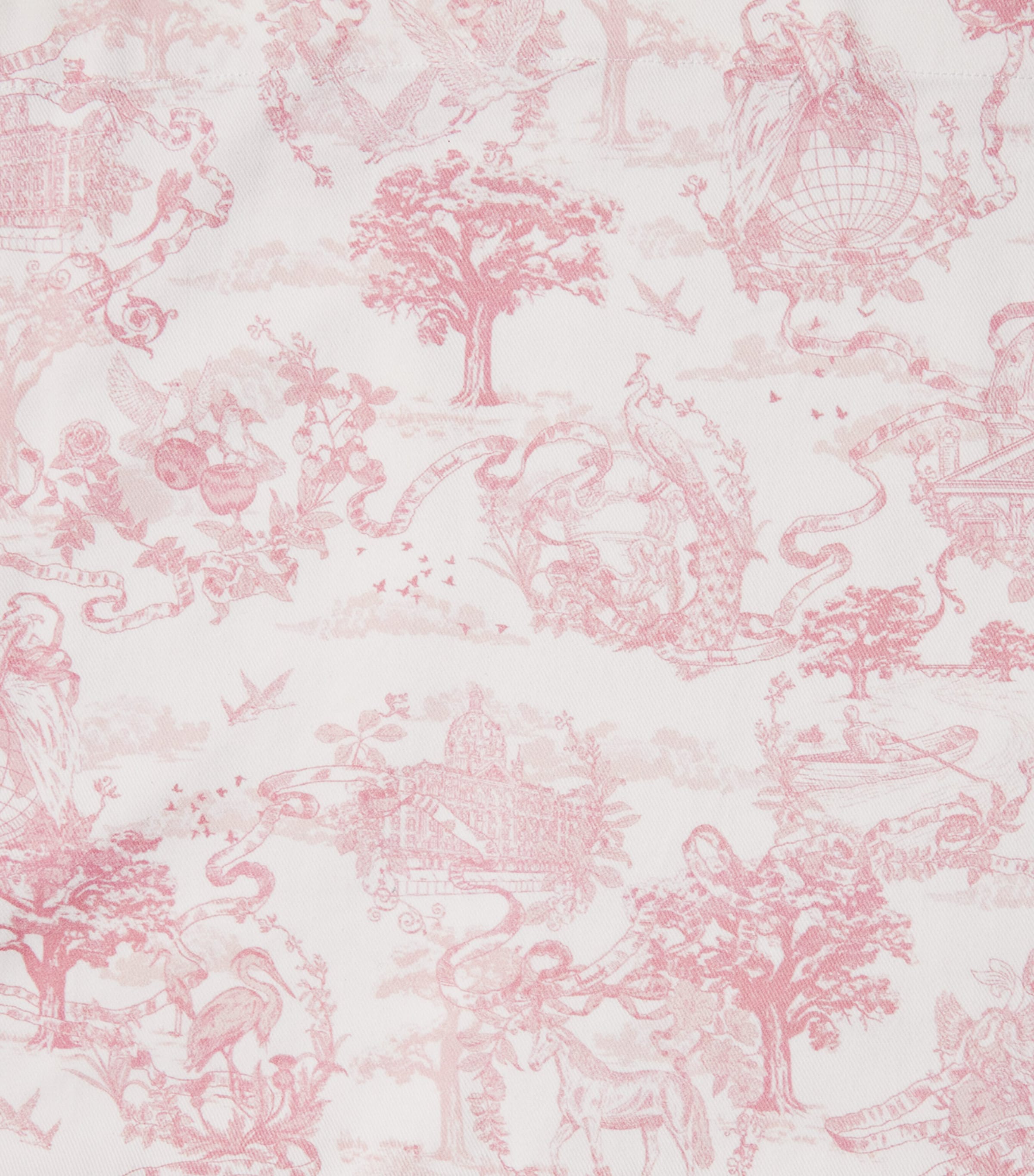 Cotton Embroidered Toile de Jouy Tablecloth (160cm x 240cm) PINK Image 2