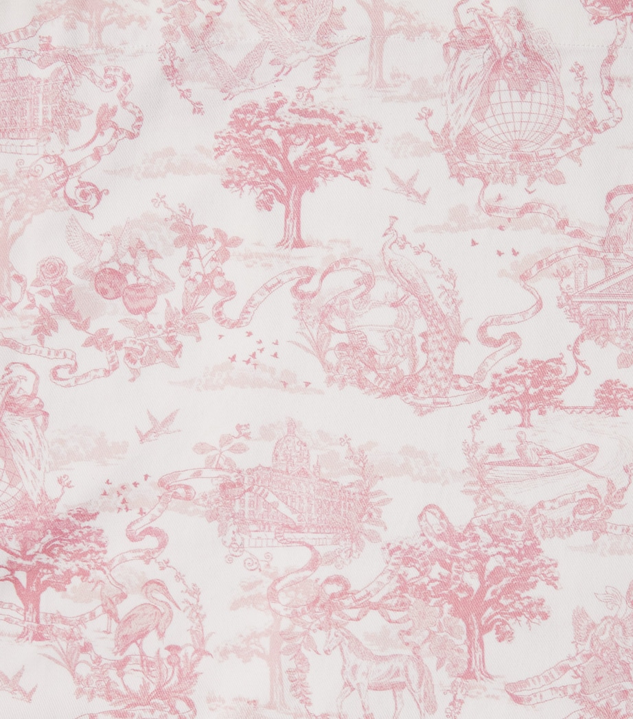 Cotton Embroidered Toile de Jouy Tablecloth (160cm x 240cm) PINK Image 2
