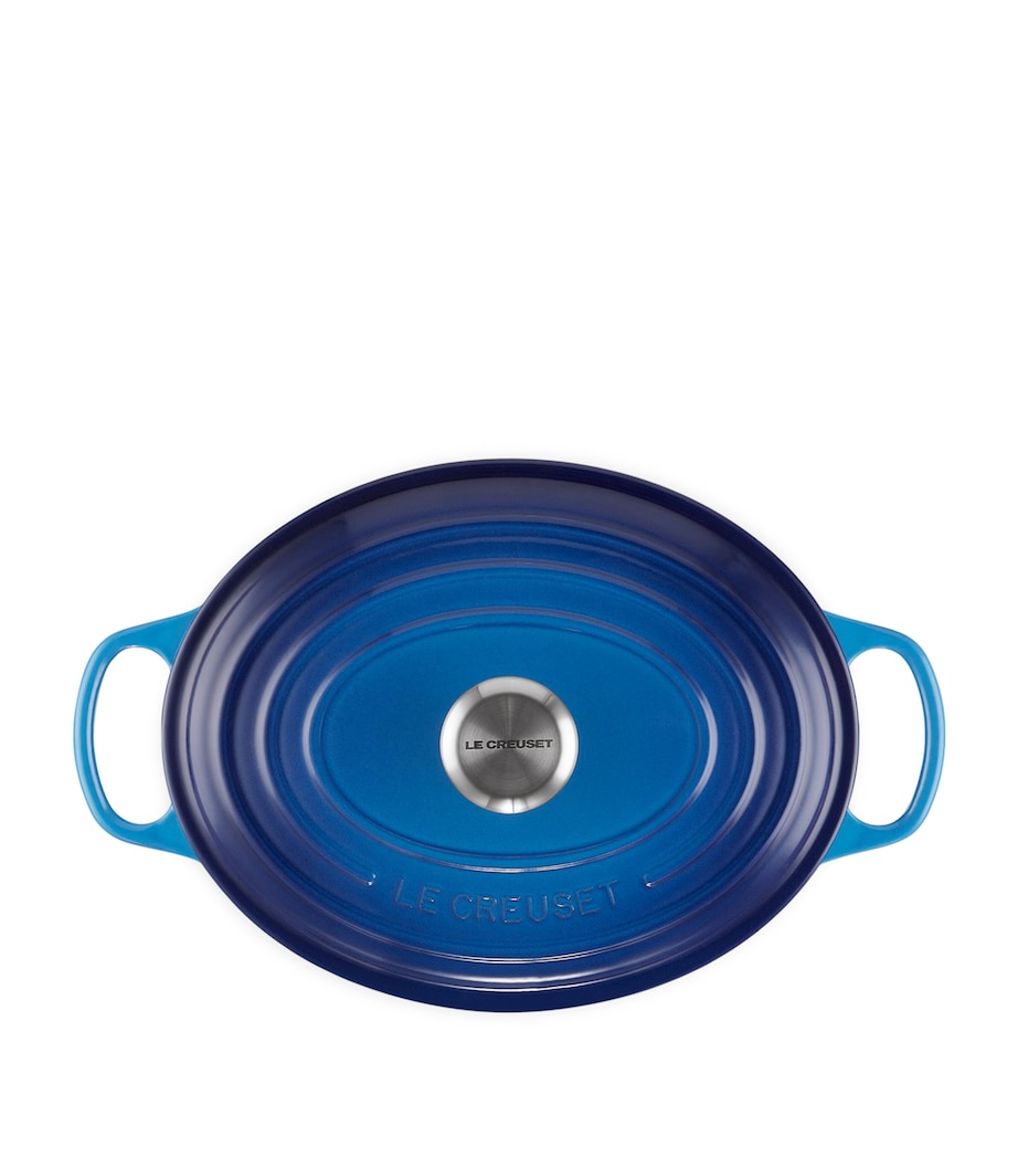 Cast Iron Oval Casserole Dish (29cm) AZURE BLUE Image 3
