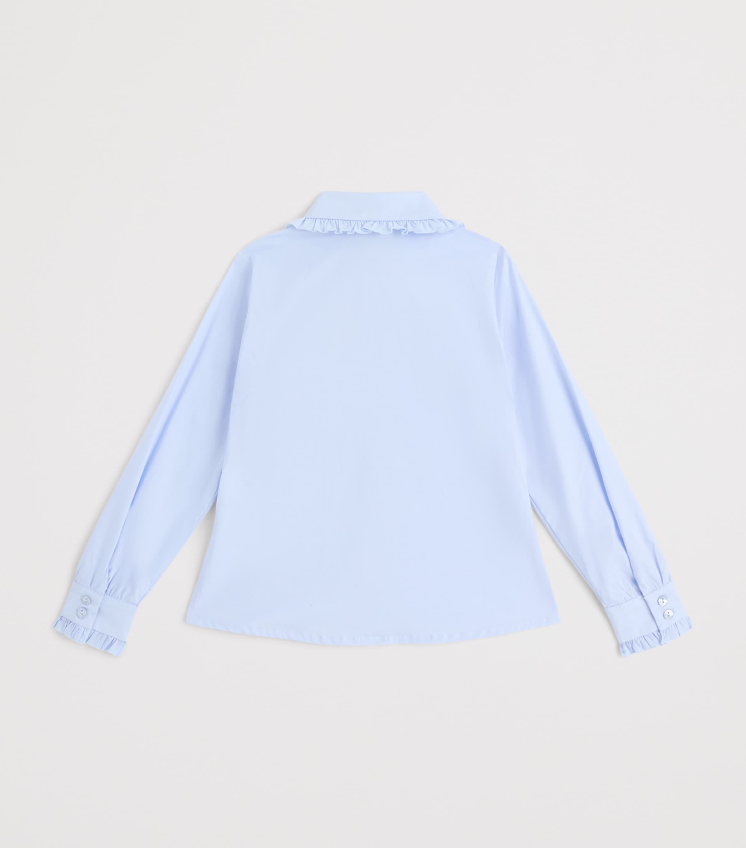 Monnalisa Stretch-Cotton Bow Shirt (4-12 Year) Celeste+blu Image 2
