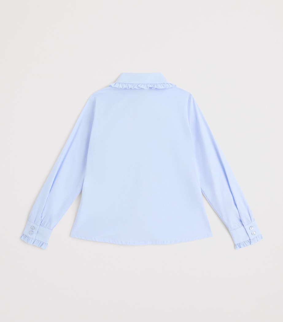 Monnalisa Stretch-Cotton Bow Shirt (4-12 Year) Celeste+blu Image 2