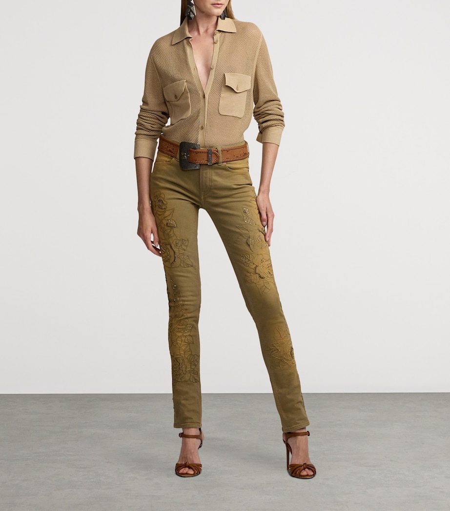 Leather Tooled-Buckle Belt RL GOLD Image 3