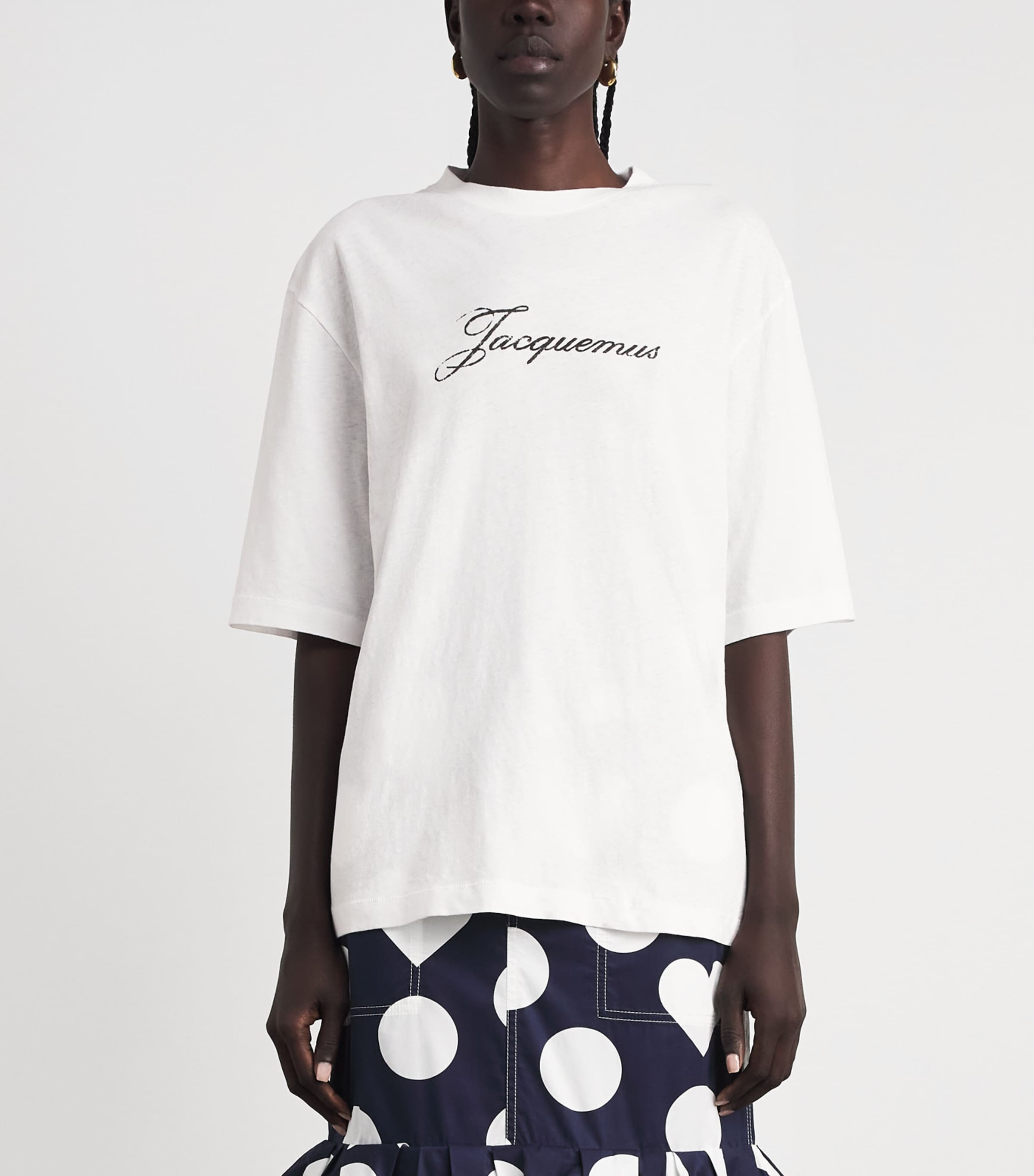 Jacquemus Womens Cotton-Hemp Logo T-Shirt White Image 4