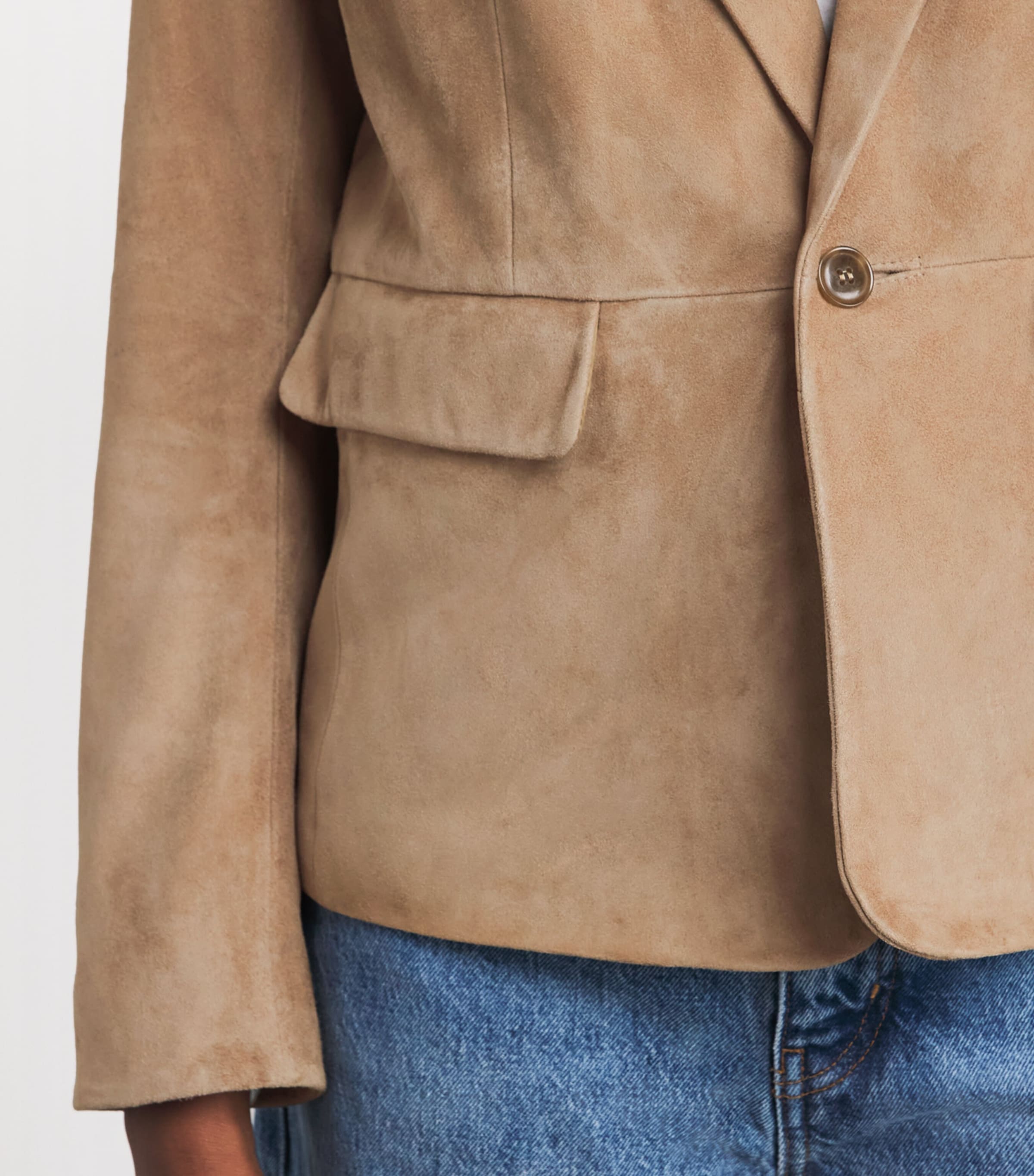 Suede Sleek Blazer LTCM LIGHT CAMEL Image 3