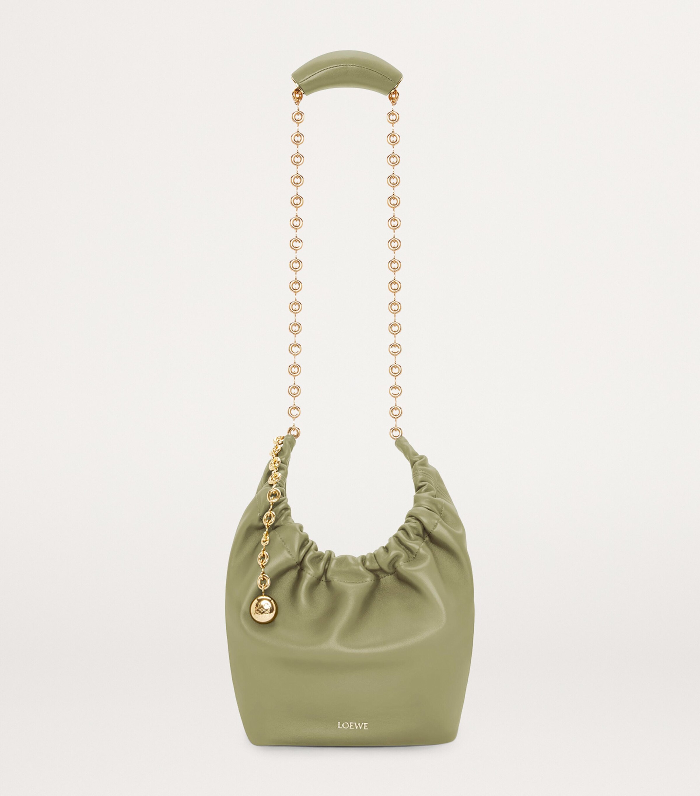 Small Leather Squeeze Top-Handle Bag EUCALYPTUS GREEN Image 5